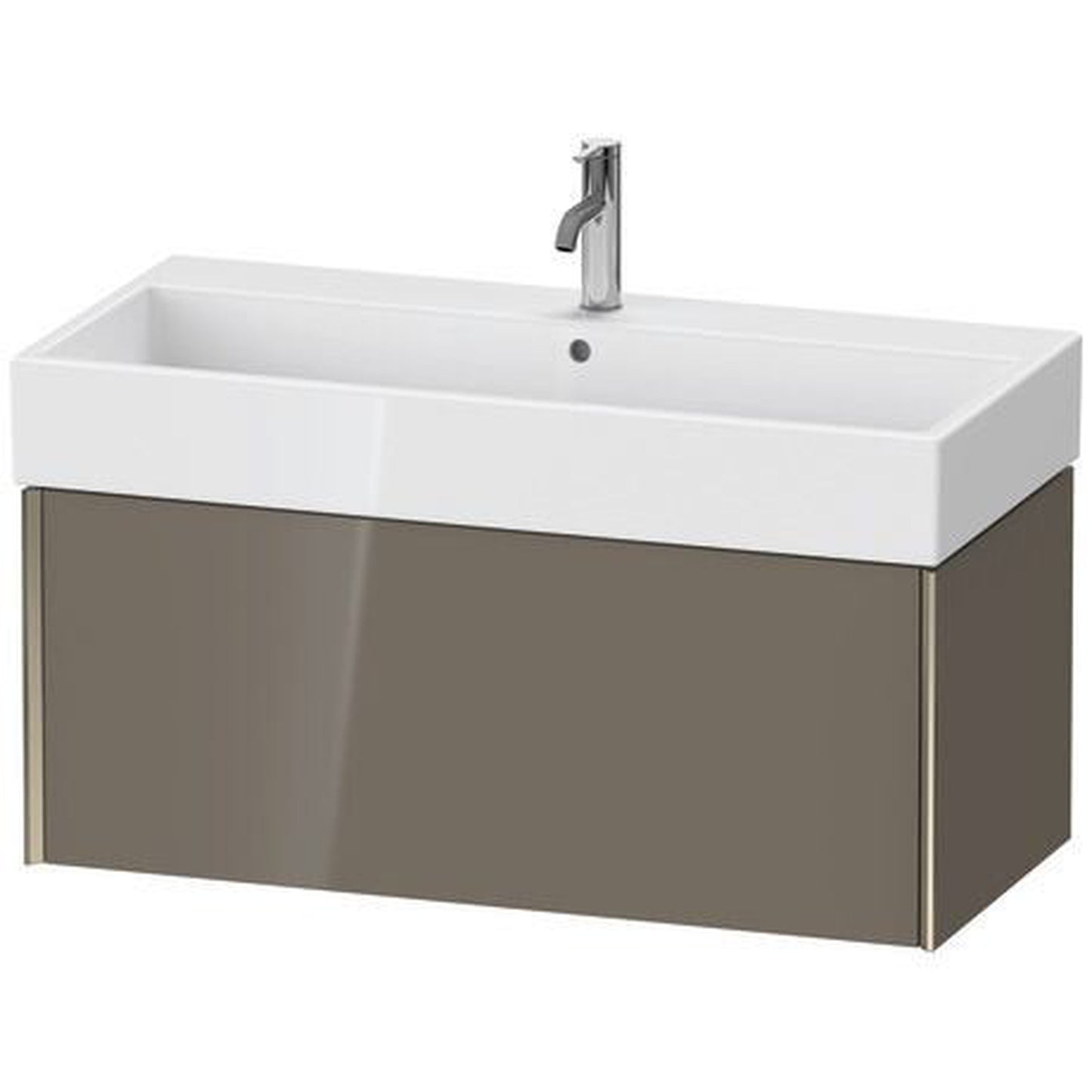 Duravit Xviu 39" x 16" x 18" One Drawer Wall-Mount Vanity Unit, Flannel Grey High Gloss Lacquer (XV42370B189)