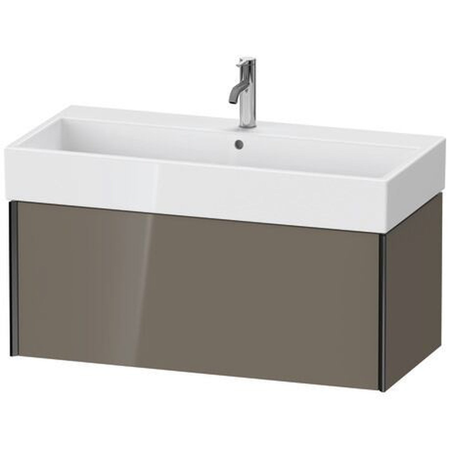 Duravit Xviu 39" x 16" x 18" One Drawer Wall-Mount Vanity Unit, Flannel Grey High Gloss Lacquer (XV42370B289)