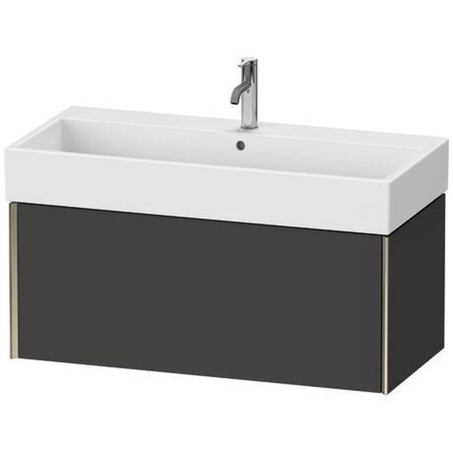 Duravit Xviu 39" x 16" x 18" One Drawer Wall-Mount Vanity Unit, Graphite Super Matt (XV42370B180)