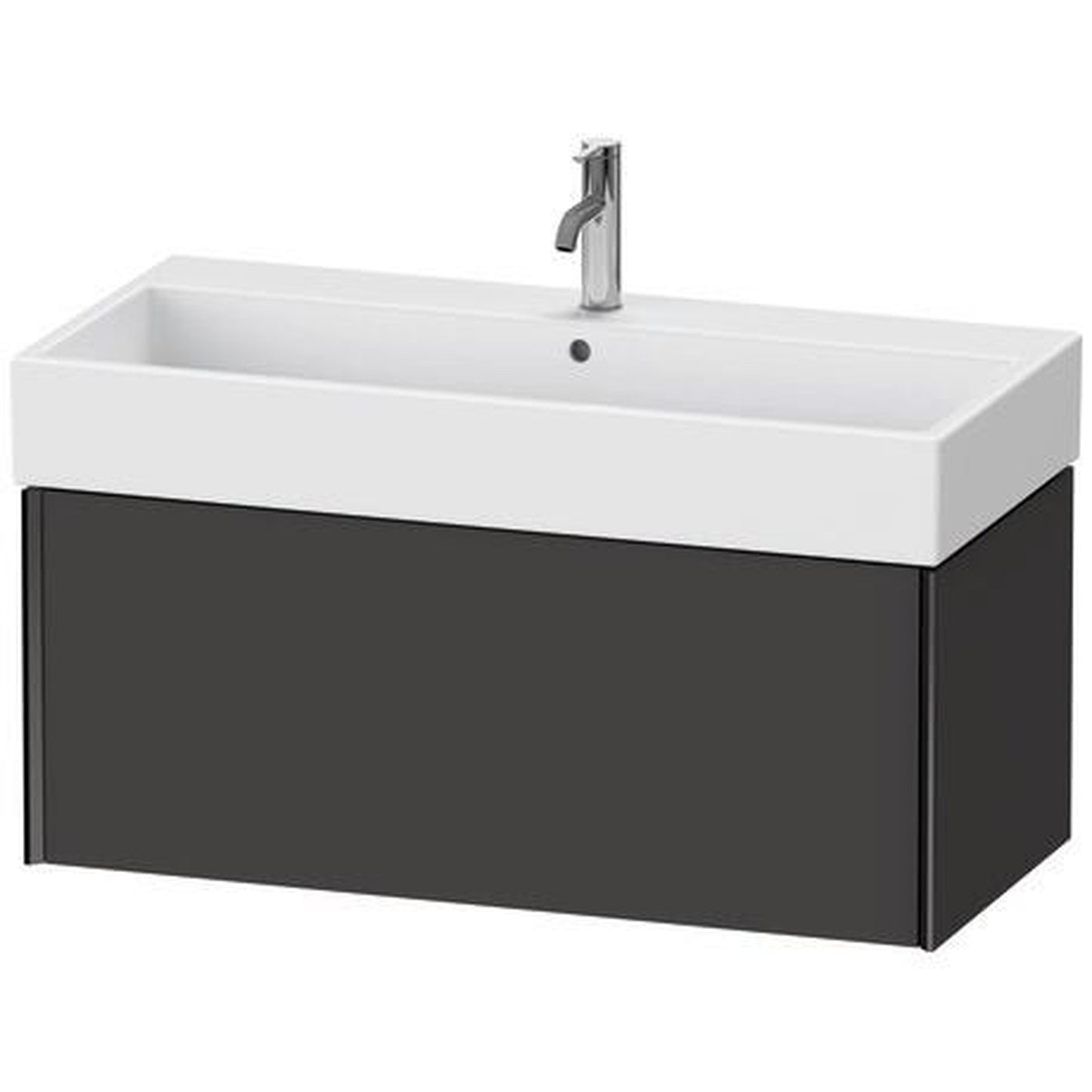 Duravit Xviu 39" x 16" x 18" One Drawer Wall-Mount Vanity Unit, Graphite Super Matt (XV42370B280)