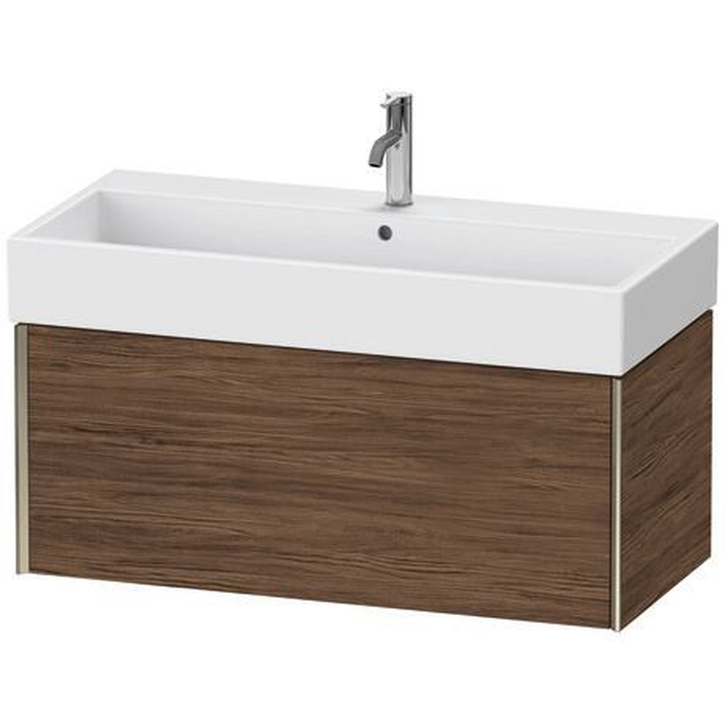 Duravit Xviu 39" x 16" x 18" One Drawer Wall-Mount Vanity Unit, Walnut Dark (XV42370B121)