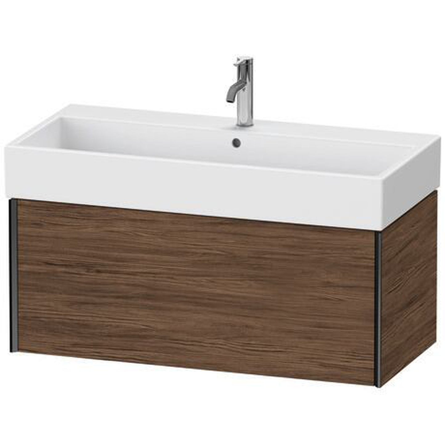 Duravit Xviu 39" x 16" x 18" One Drawer Wall-Mount Vanity Unit, Walnut Dark (XV42370B221)