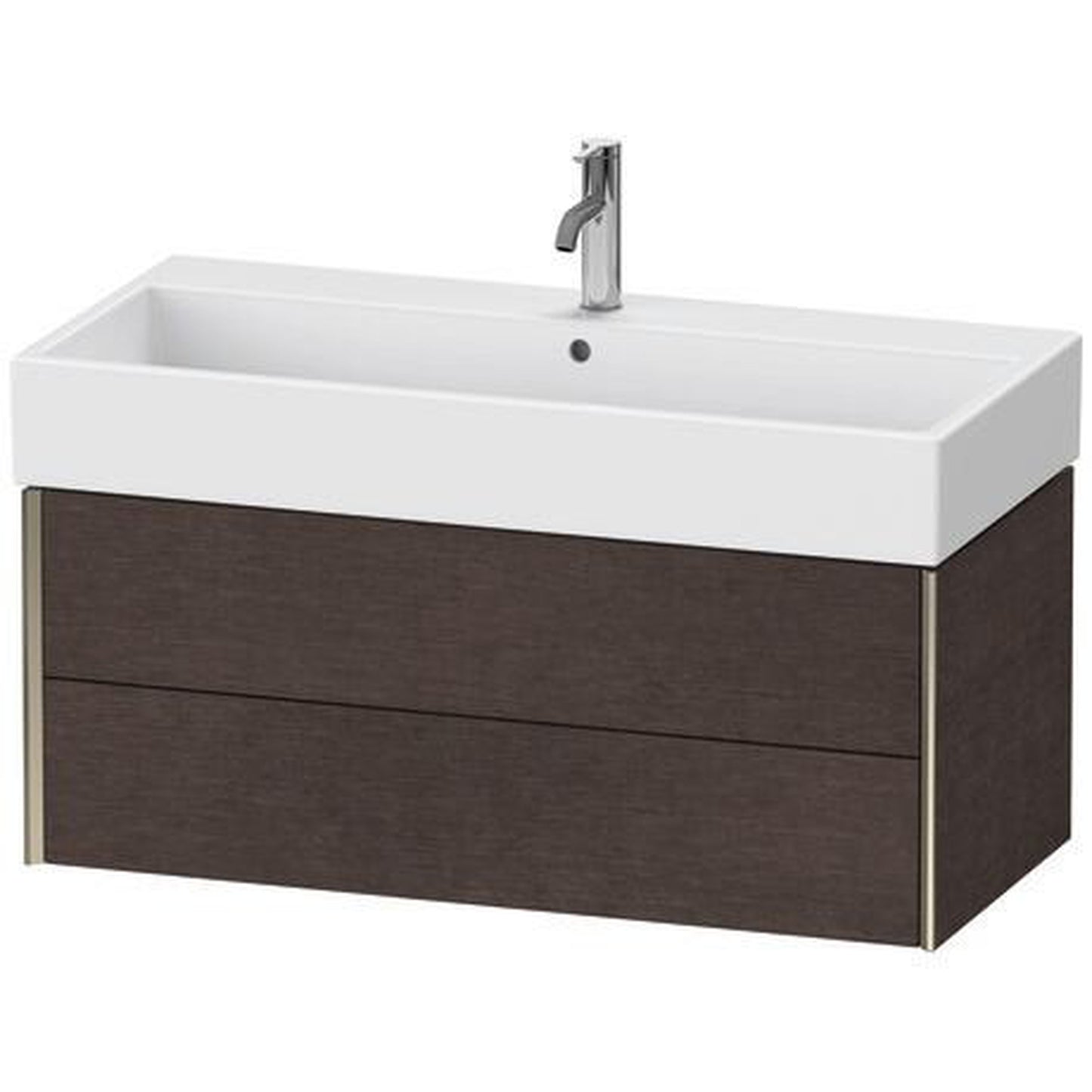 Duravit Xviu 39" x 16" x 18" Two Drawer Wall-Mount Vanity Unit, Brushed Dark Oak Real Wood Veneer (XV43370B172)