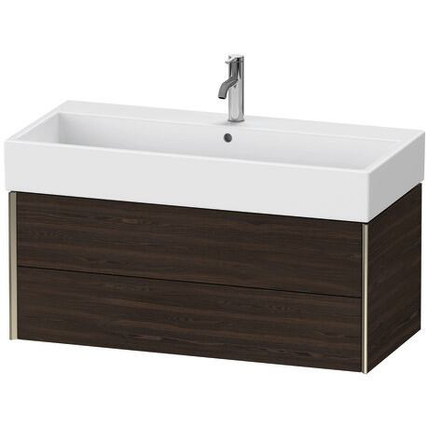 Duravit Xviu 39" x 16" x 18" Two Drawer Wall-Mount Vanity Unit, Brushed Walnut Real Wood Veneer (XV43370B169)