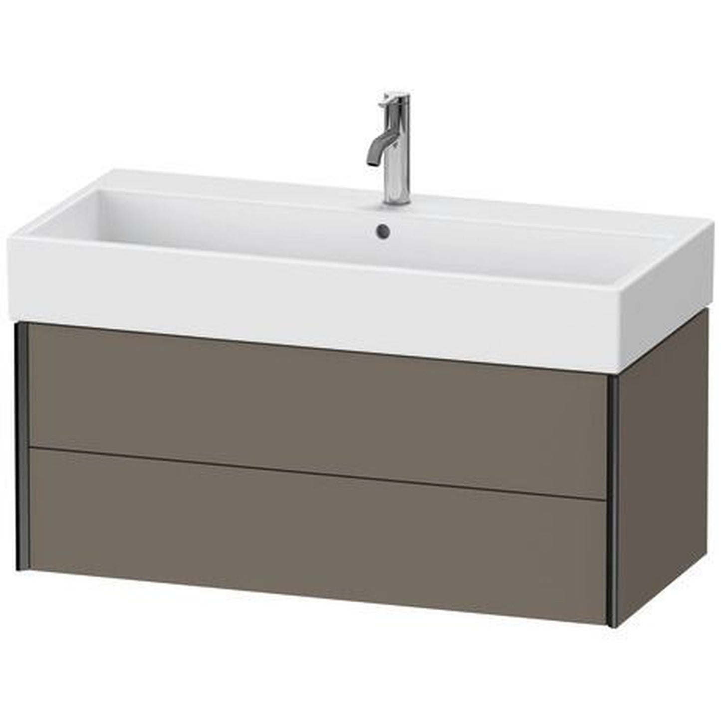 Duravit Xviu 39" x 16" x 18" Two Drawer Wall-Mount Vanity Unit, Flannel Grey Satin Matt Lacquer (XV43370B290)