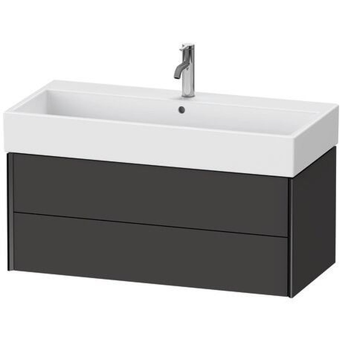 Duravit Xviu 39" x 16" x 18" Two Drawer Wall-Mount Vanity Unit, Graphite Super Matt (XV43370B280)