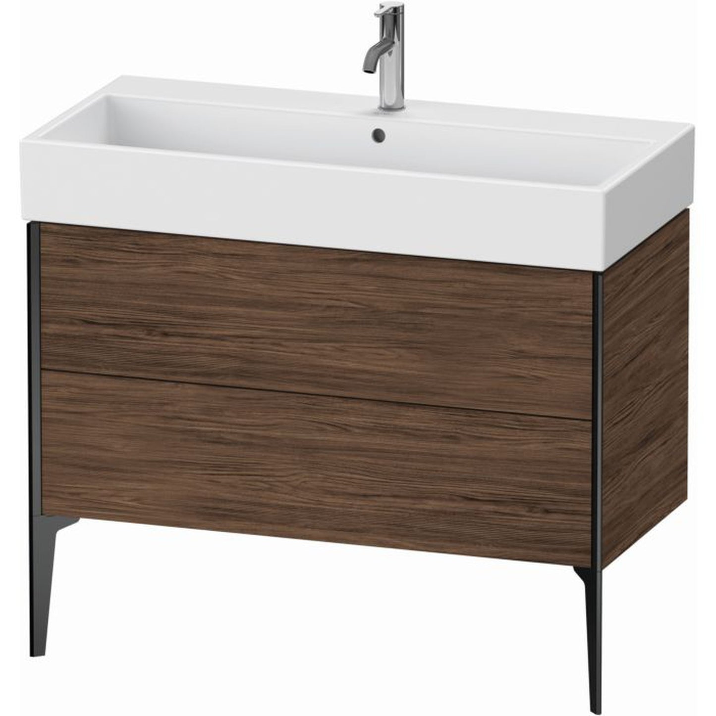 Duravit Xviu 39" x 19" x 18" Two Drawer Floorstanding Vanity Unit, Walnut Dark (XV45370B221)