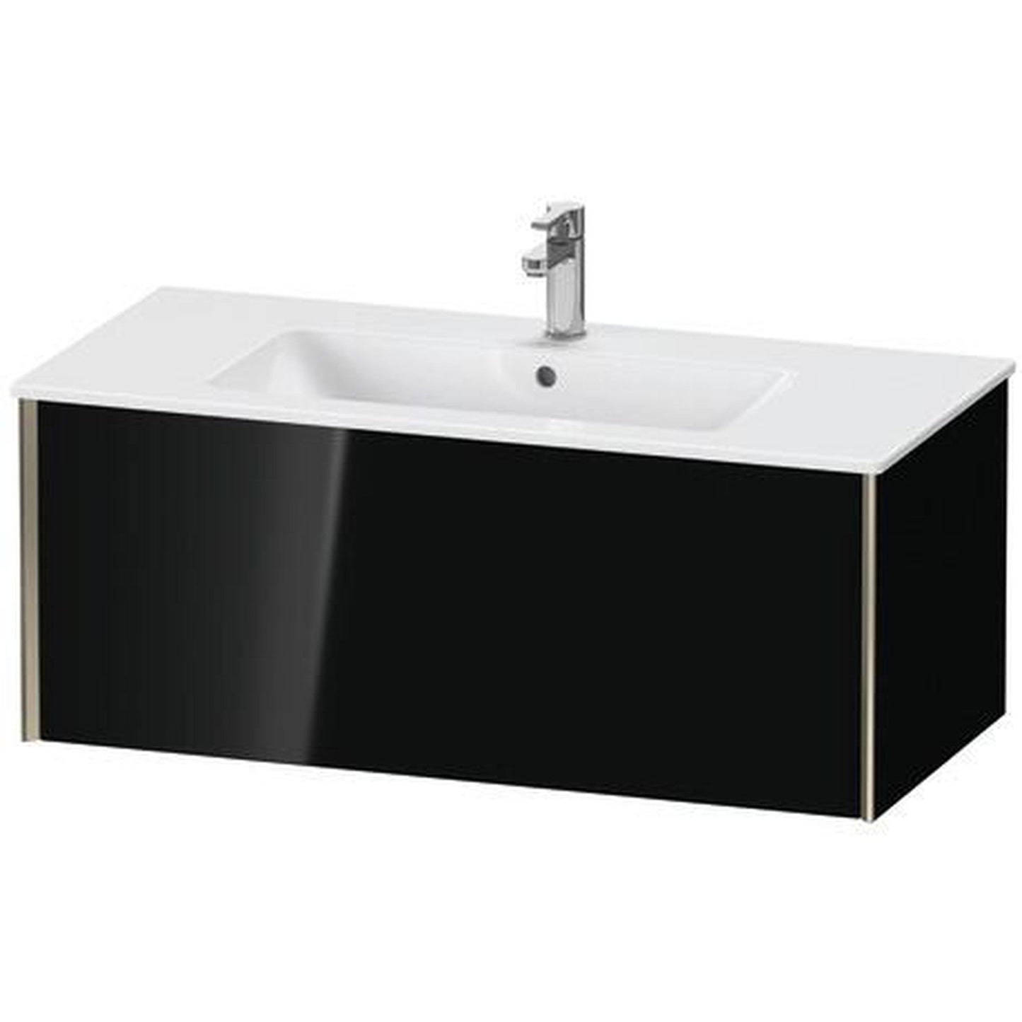 Duravit Xviu 40" x 16" x 19" One Drawer Wall-Mount Vanity Unit, Black High Gloss Lacquer (XV40270B140)