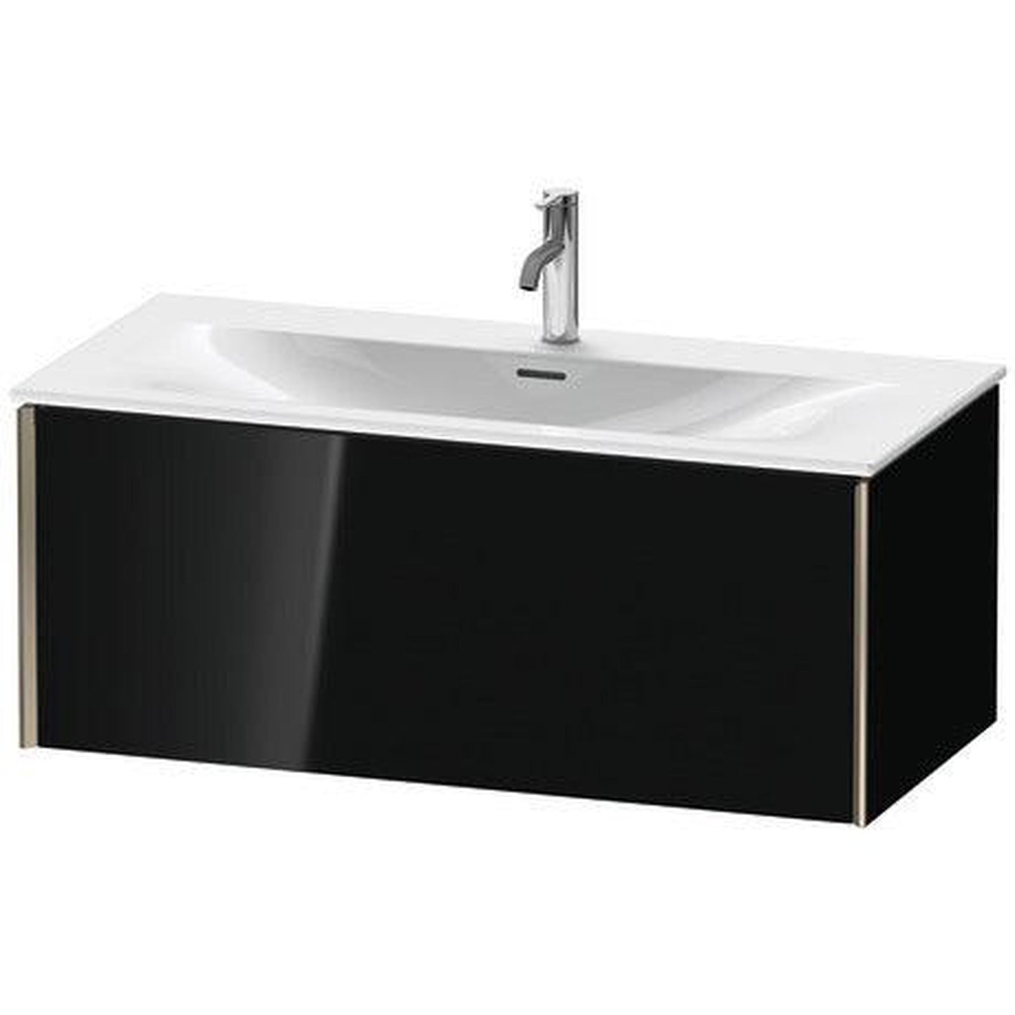 Duravit Xviu 40" x 16" x 19" One Drawer Wall-Mount Vanity Unit, Black High Gloss Lacquer (XV40350B140)