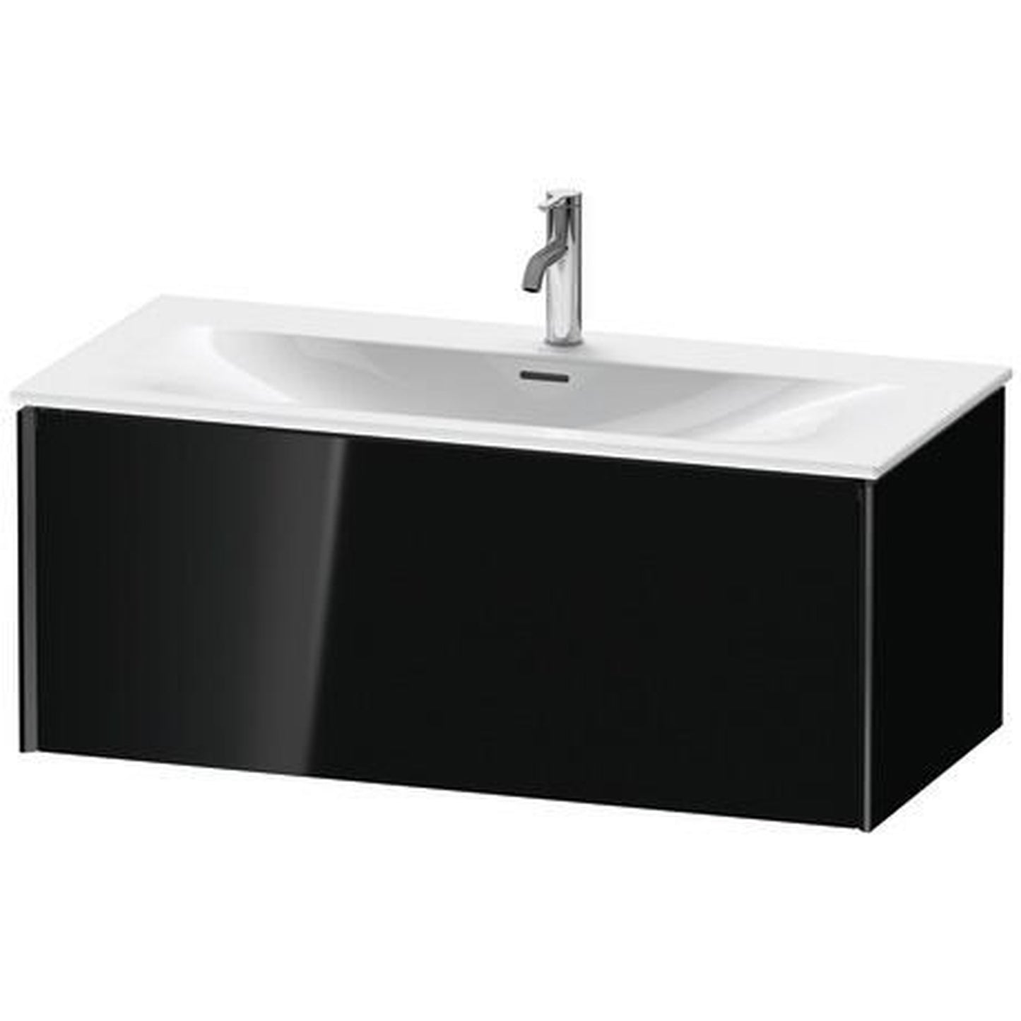 Duravit Xviu 40" x 16" x 19" One Drawer Wall-Mount Vanity Unit, Black High Gloss Lacquer (XV40350B240)