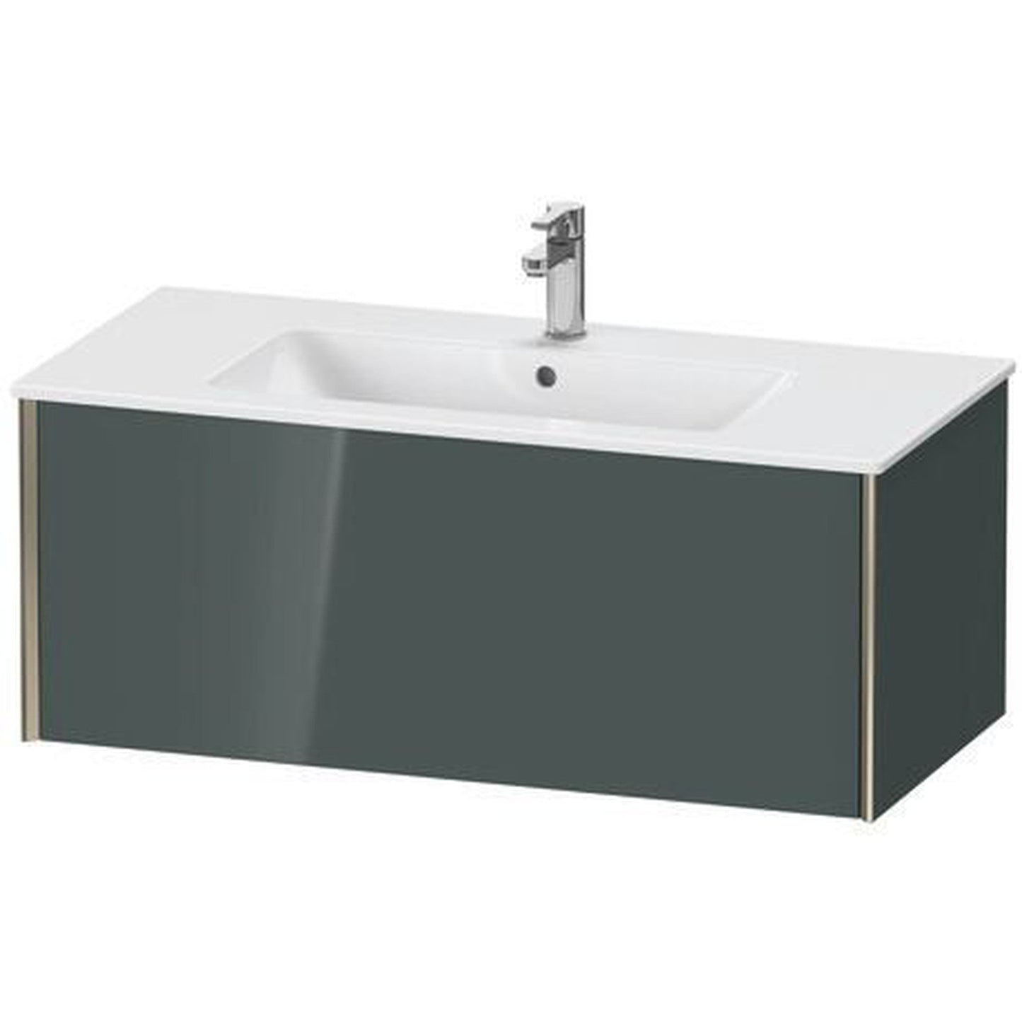 Duravit Xviu 40" x 16" x 19" One Drawer Wall-Mount Vanity Unit, Dolomiti Grey High Gloss Lacquer (XV40270B138)