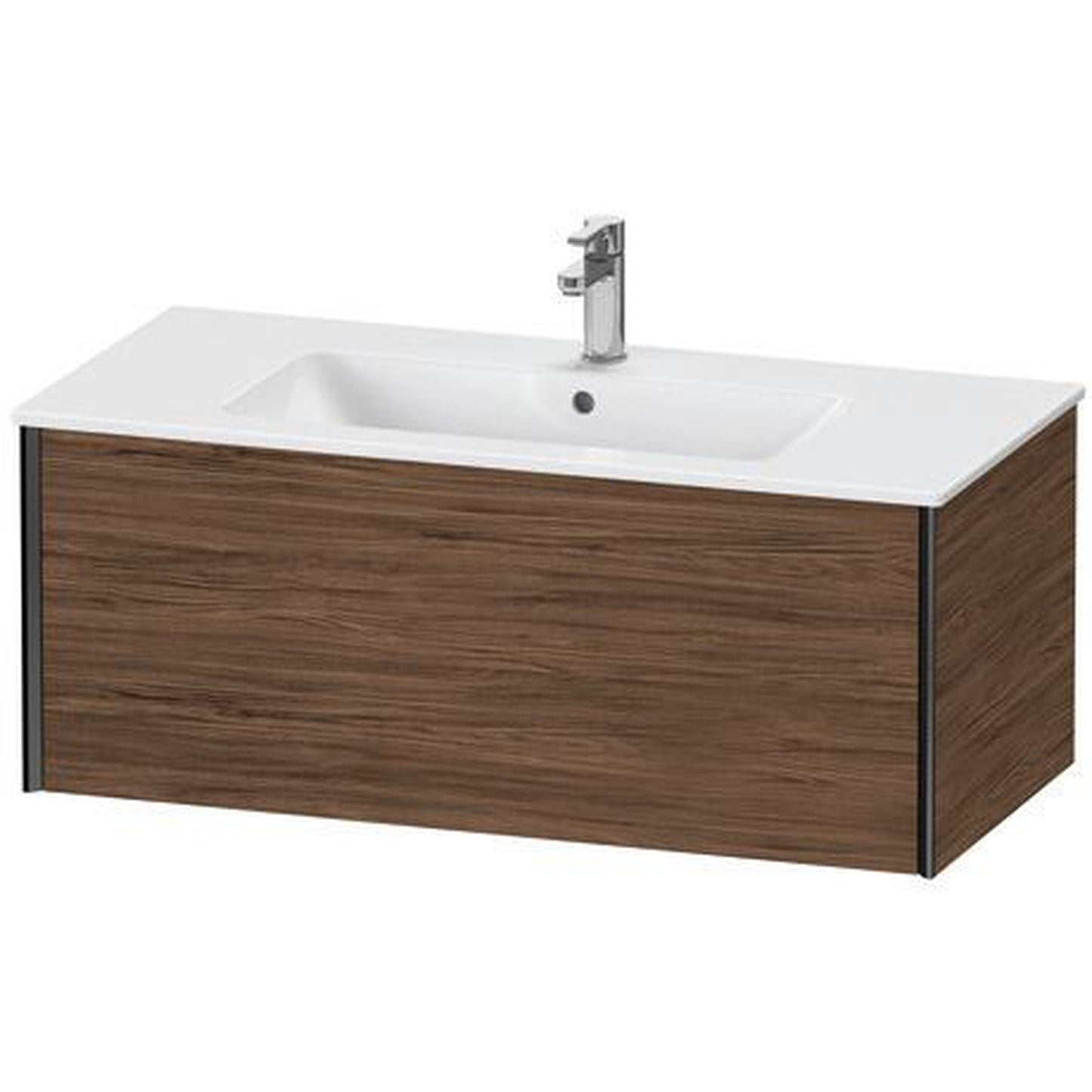Duravit Xviu 40" x 16" x 19" One Drawer Wall-Mount Vanity Unit, Walnut Dark (XV40270B221)