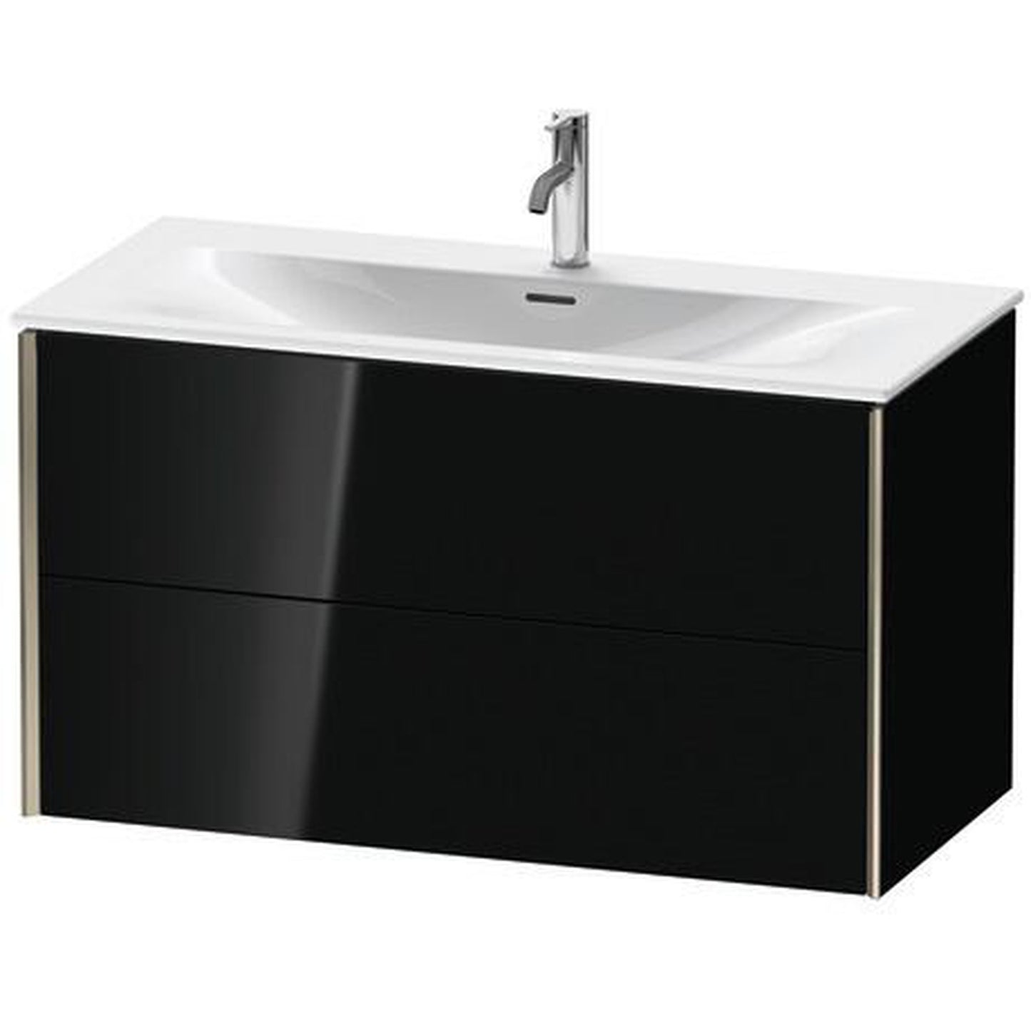 Duravit Xviu 40" x 22" x 19" Two Drawer Wall-Mount Vanity Unit, Black High Gloss Lacquer (XV41350B140)