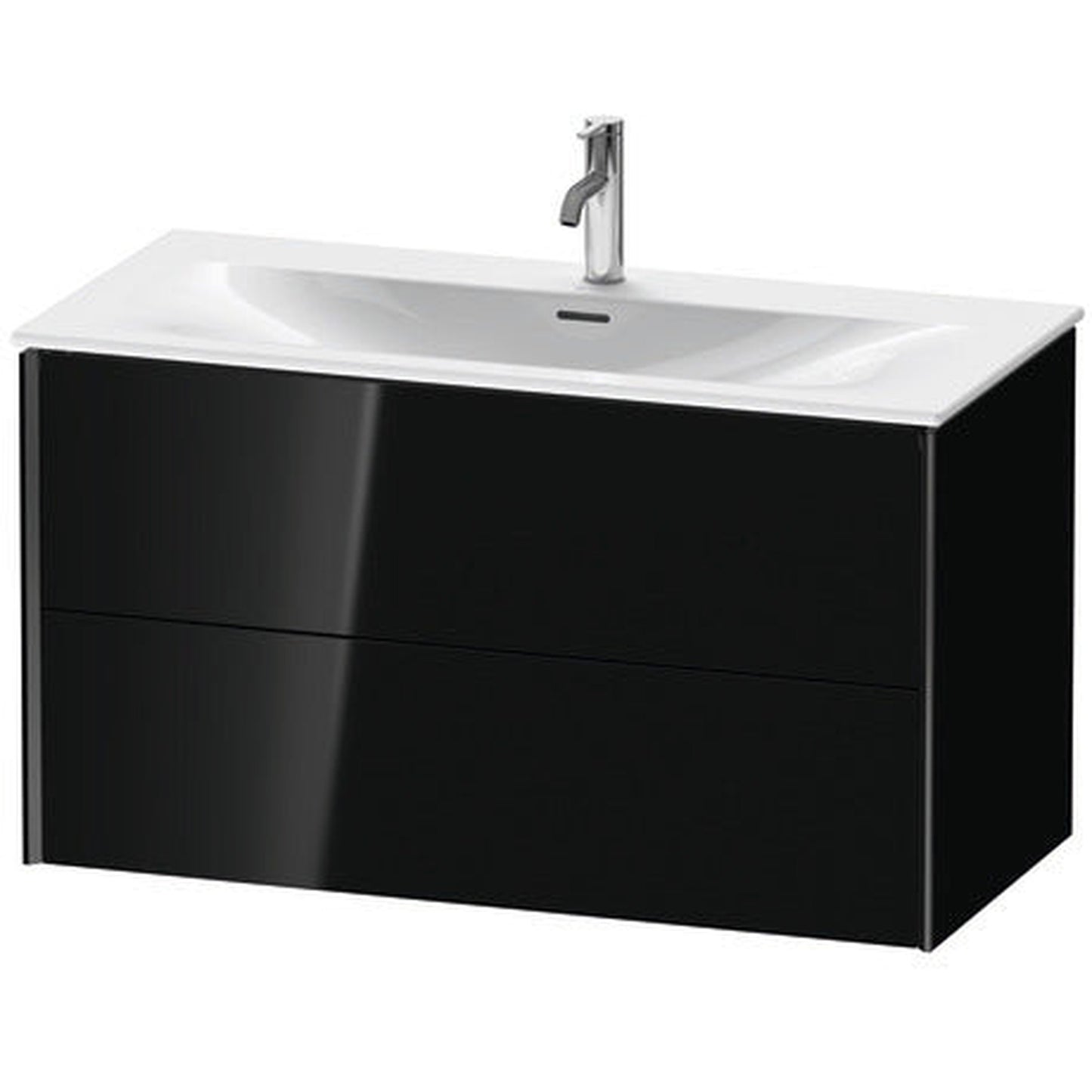 Duravit Xviu 40" x 22" x 19" Two Drawer Wall-Mount Vanity Unit, Black High Gloss Lacquer (XV41350B240)