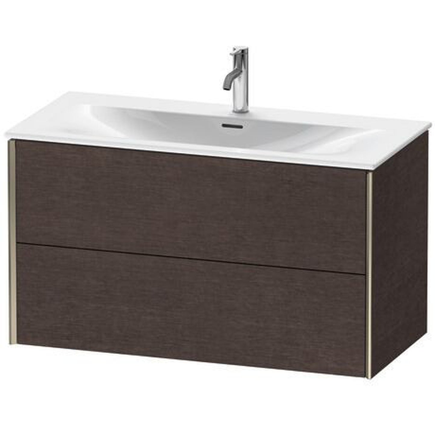 Duravit Xviu 40" x 22" x 19" Two Drawer Wall-Mount Vanity Unit, Brushed Dark Oak Real Wood Veneer (XV41350B172)