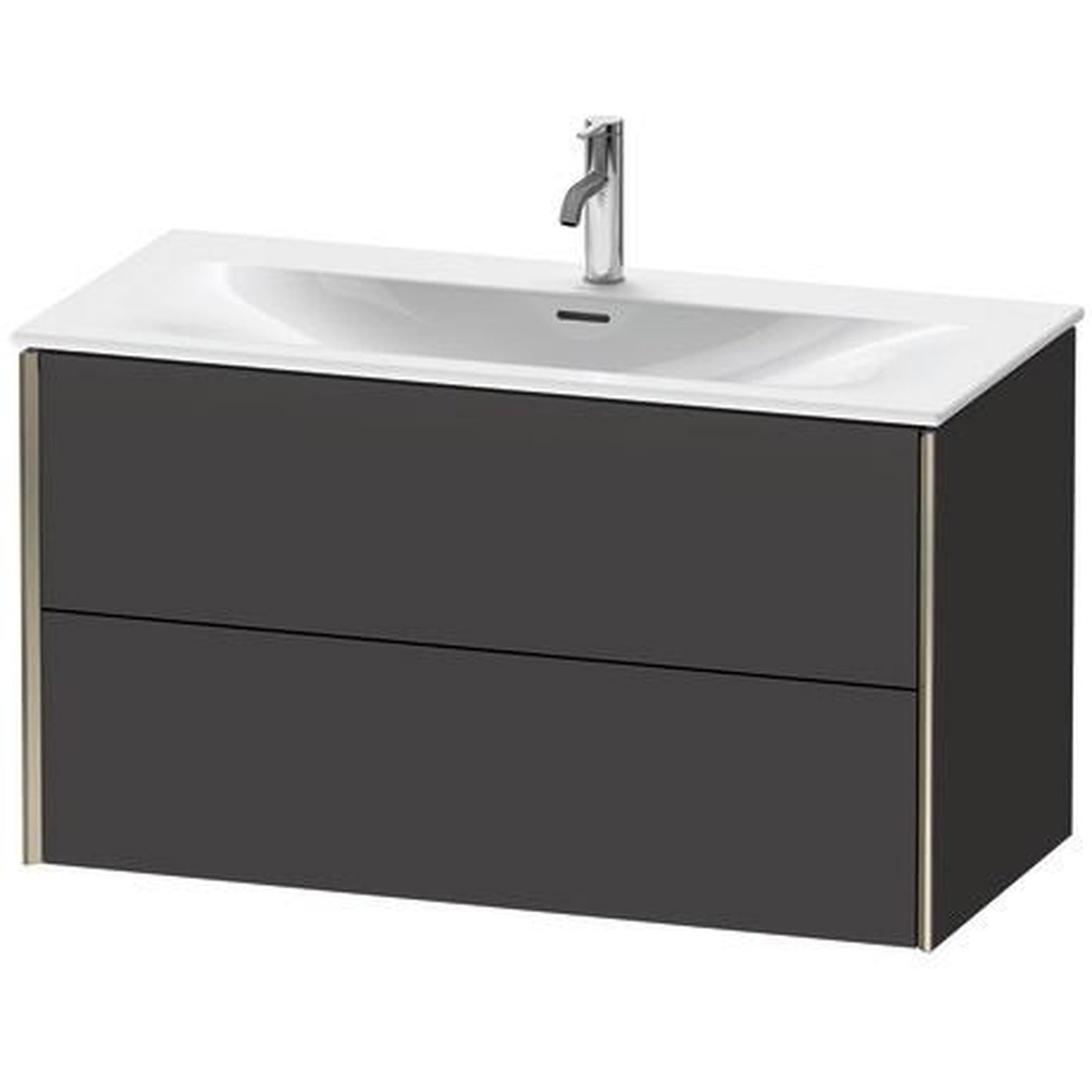 Duravit Xviu 40" x 22" x 19" Two Drawer Wall-Mount Vanity Unit, Graphite Super Matt (XV41350B180)