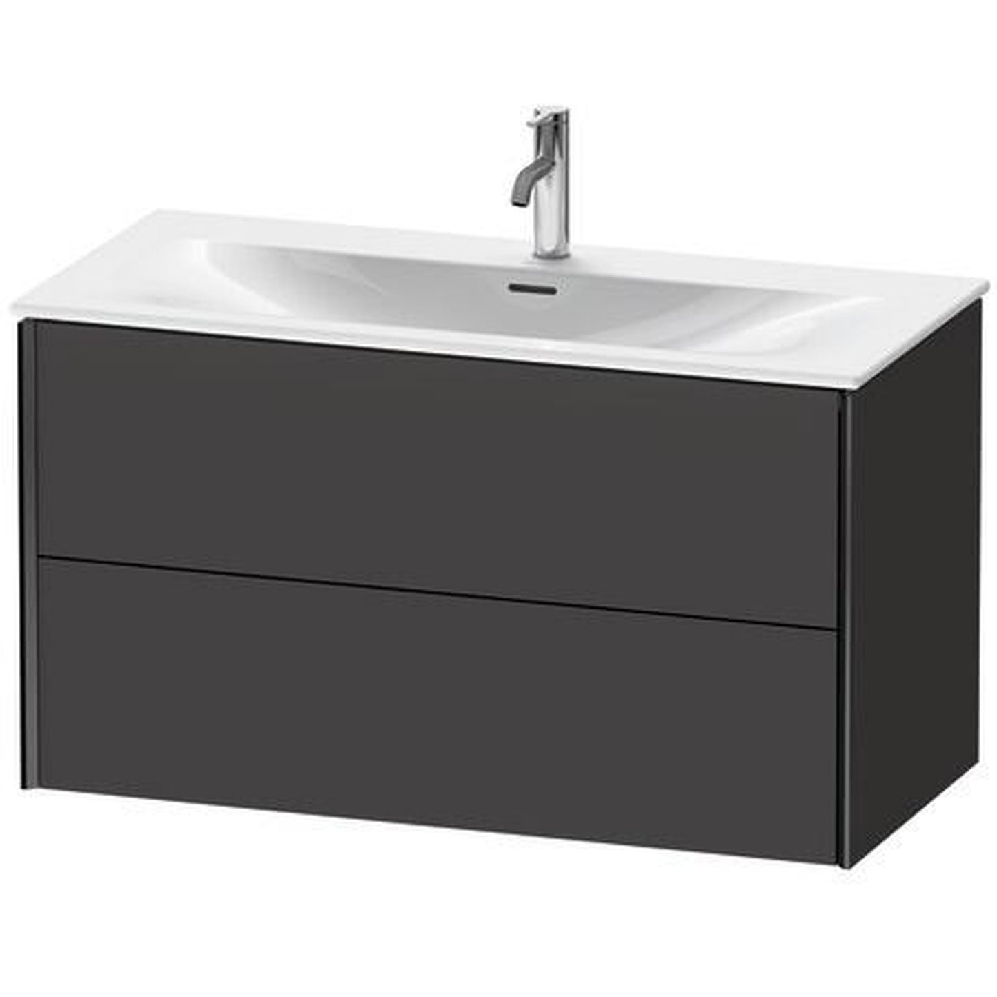 Duravit Xviu 40" x 22" x 19" Two Drawer Wall-Mount Vanity Unit, Graphite Super Matt (XV41350B280)