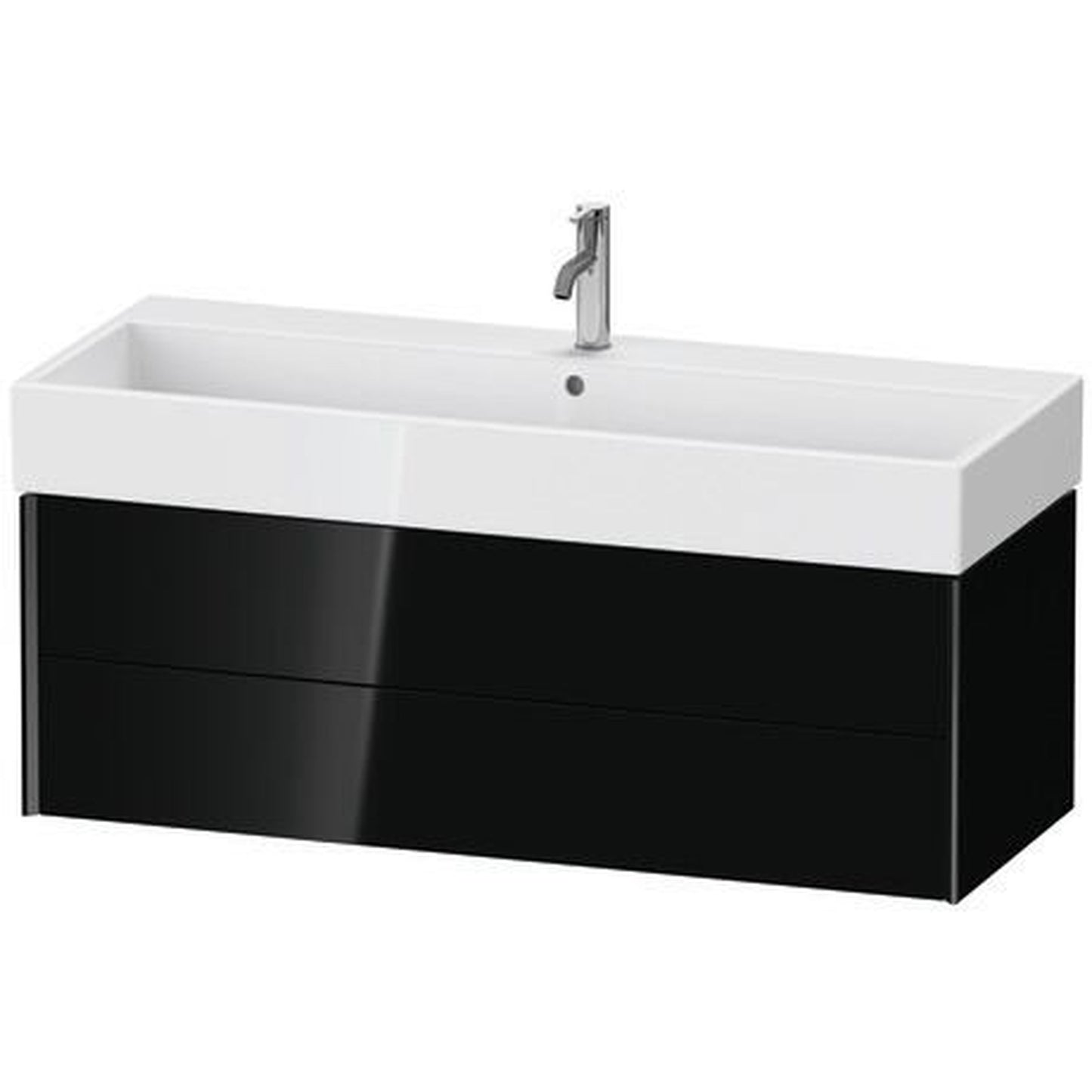 Duravit Xviu 47" x 16" x 18" Two Drawer Wall-Mount Vanity Unit, Black High Gloss Lacquer (XV43380B240)