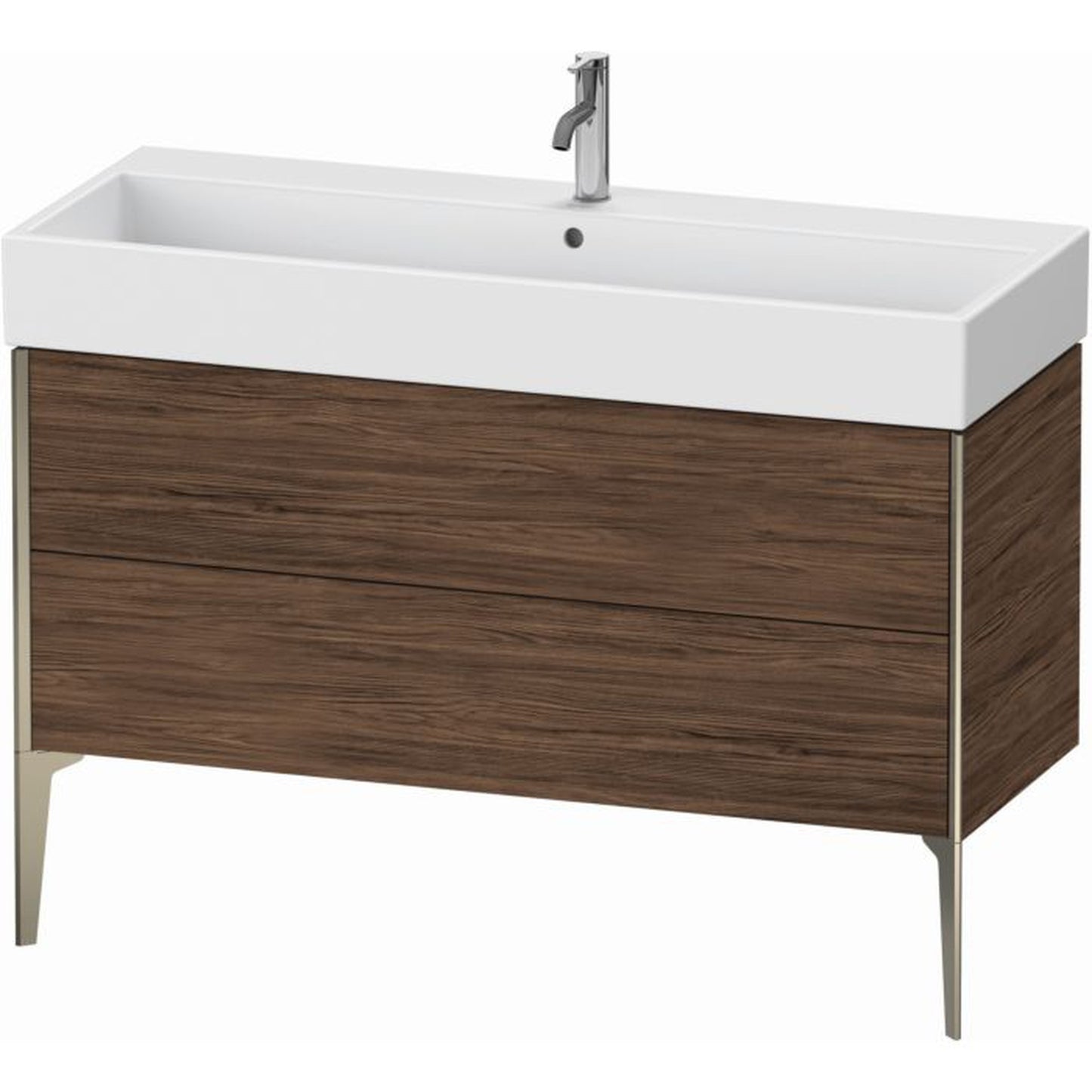 Duravit Xviu 47" x 19" x 18" Two Drawer Floorstanding Vanity Unit, Walnut Dark (XV45380B121)
