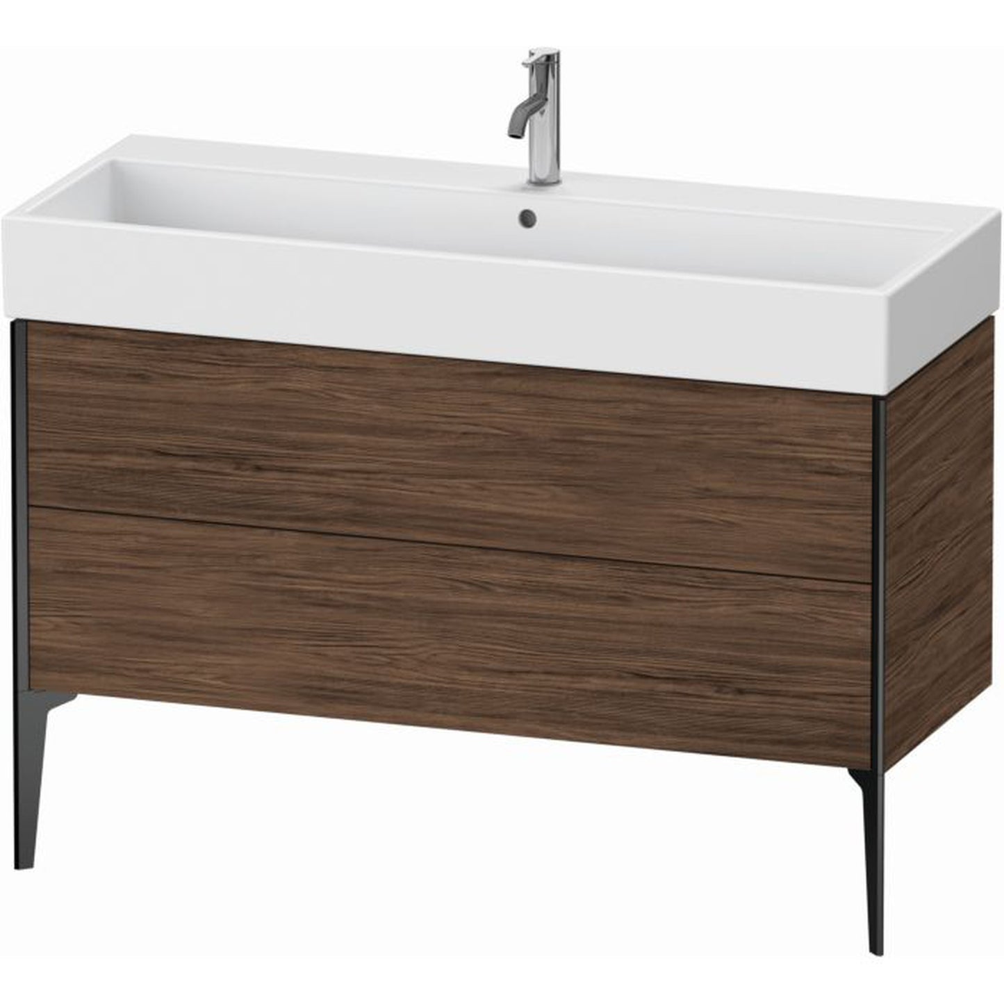 Duravit Xviu 47" x 19" x 18" Two Drawer Floorstanding Vanity Unit, Walnut Dark (XV45380B221)