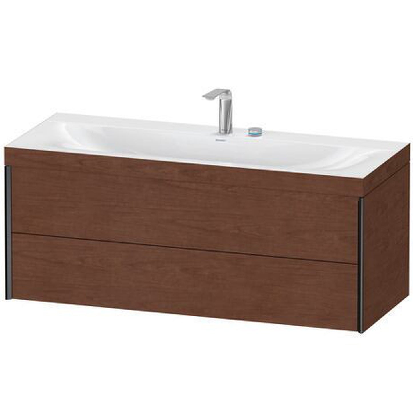 Duravit Xviu 47" x 20" x 19" Two Drawer C-Bonded Wall-Mount Vanity Kit With Two Tap Holes, American Walnut (XV4617EB213C)