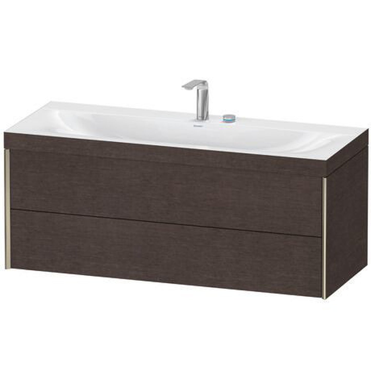 Duravit Xviu 47" x 20" x 19" Two Drawer C-Bonded Wall-Mount Vanity Kit With Two Tap Holes, Dark Brushed Oak (XV4617EB172C)