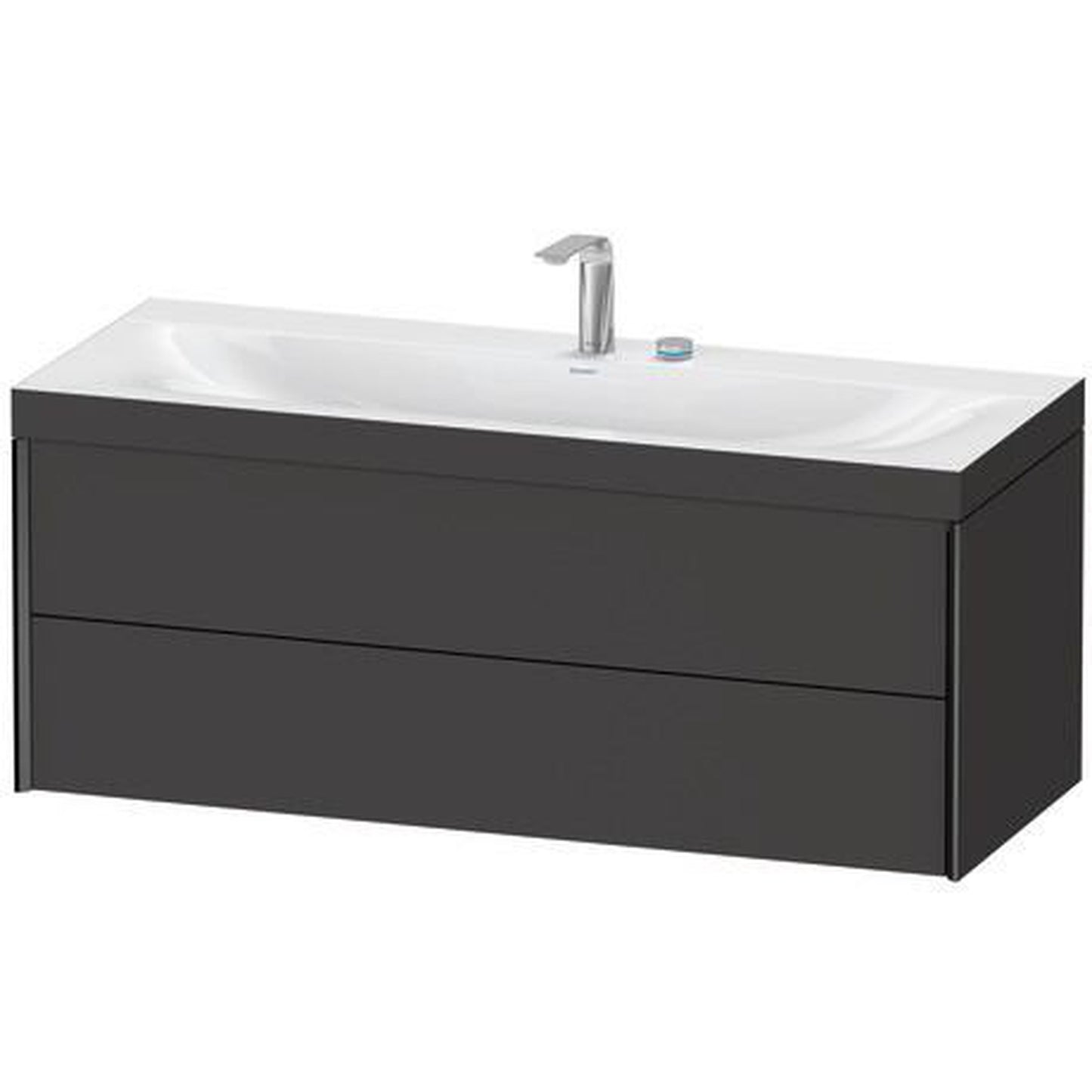 Duravit Xviu 47" x 20" x 19" Two Drawer C-Bonded Wall-Mount Vanity Kit With Two Tap Holes, Graphite (XV4617EB280C)