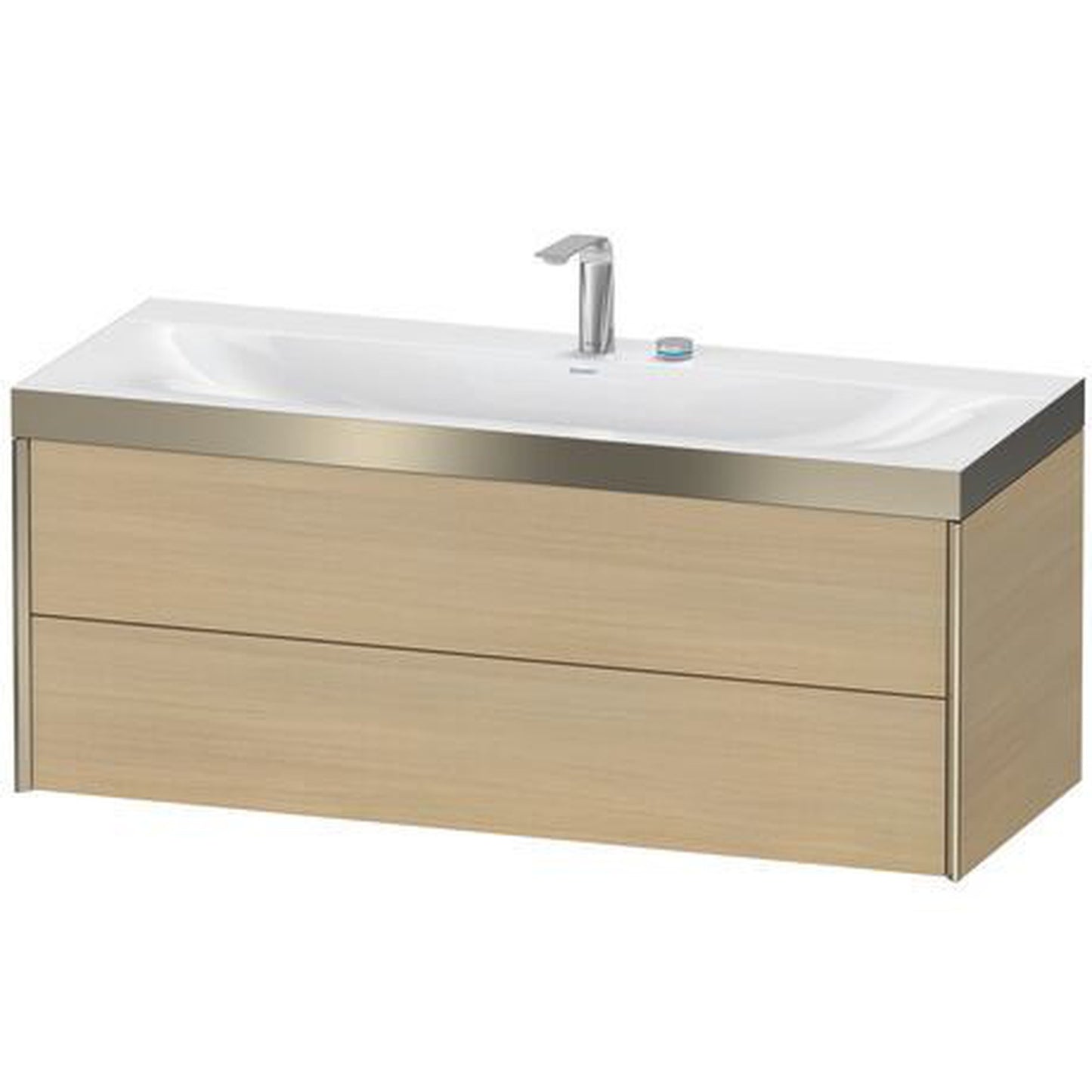 Duravit Xviu 47" x 20" x 19" Two Drawer C-Bonded Wall-Mount Vanity Kit With Two Tap Holes, Mediterranean Oak (XV4617EB171P)