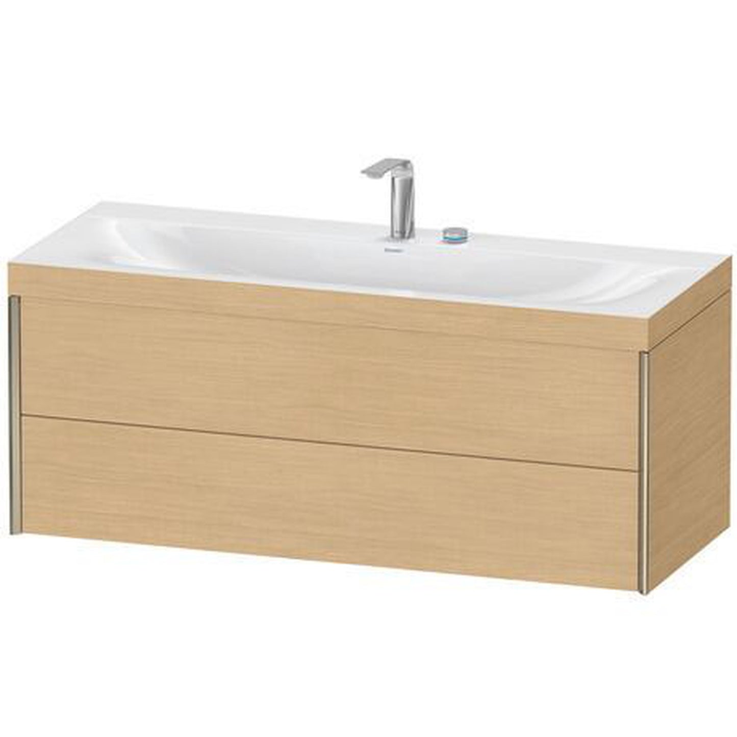 Duravit Xviu 47" x 20" x 19" Two Drawer C-Bonded Wall-Mount Vanity Kit With Two Tap Holes, Natural Oak (XV4617EB130C)
