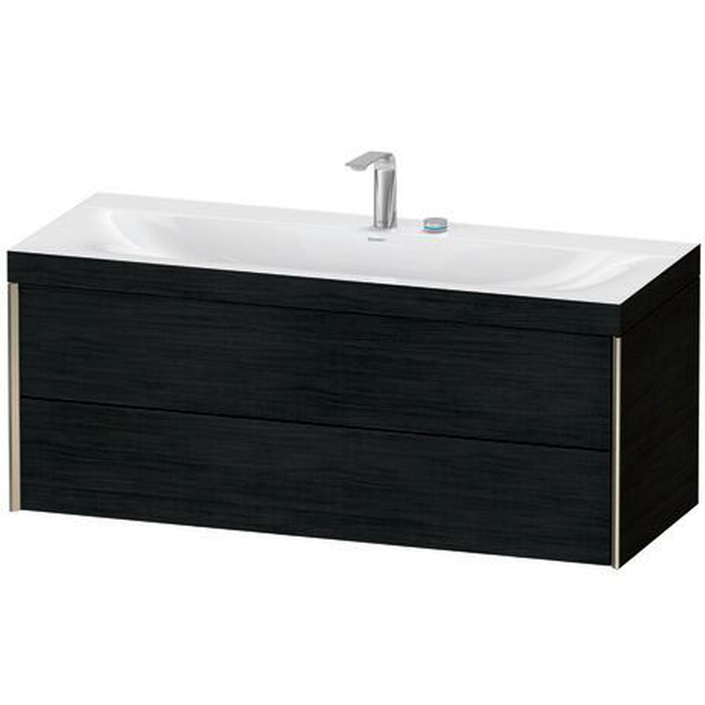 Duravit Xviu 47" x 20" x 19" Two Drawer C-Bonded Wall-Mount Vanity Kit With Two Tap Holes, Oak Black (XV4617EB116C)