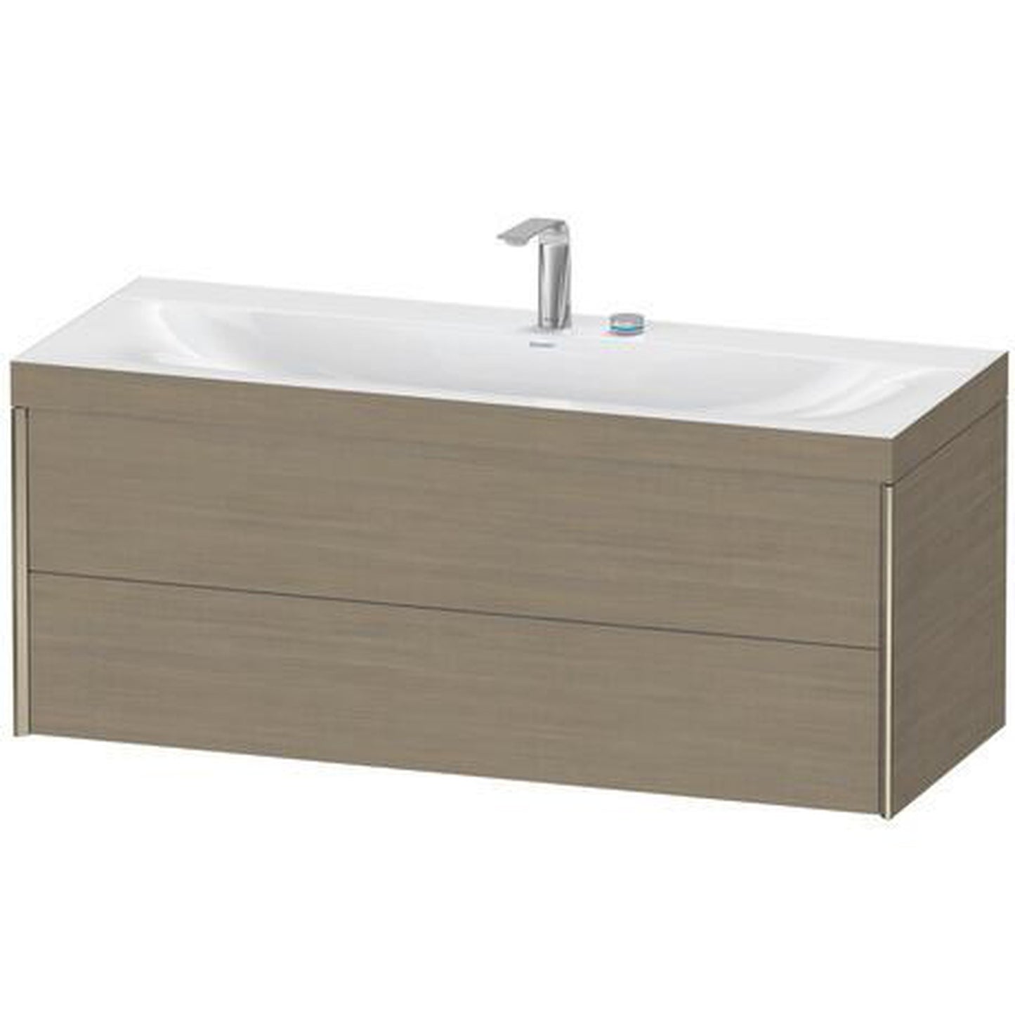 Duravit Xviu 47" x 20" x 19" Two Drawer C-Bonded Wall-Mount Vanity Kit With Two Tap Holes, Oak Terra (XV4617EB135C)