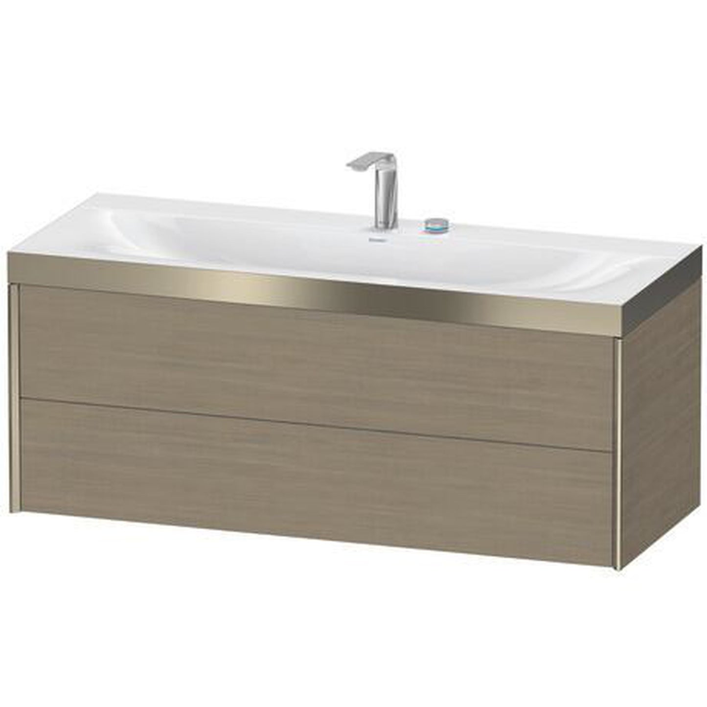 Duravit Xviu 47" x 20" x 19" Two Drawer C-Bonded Wall-Mount Vanity Kit With Two Tap Holes, Oak Terra (XV4617EB135P)