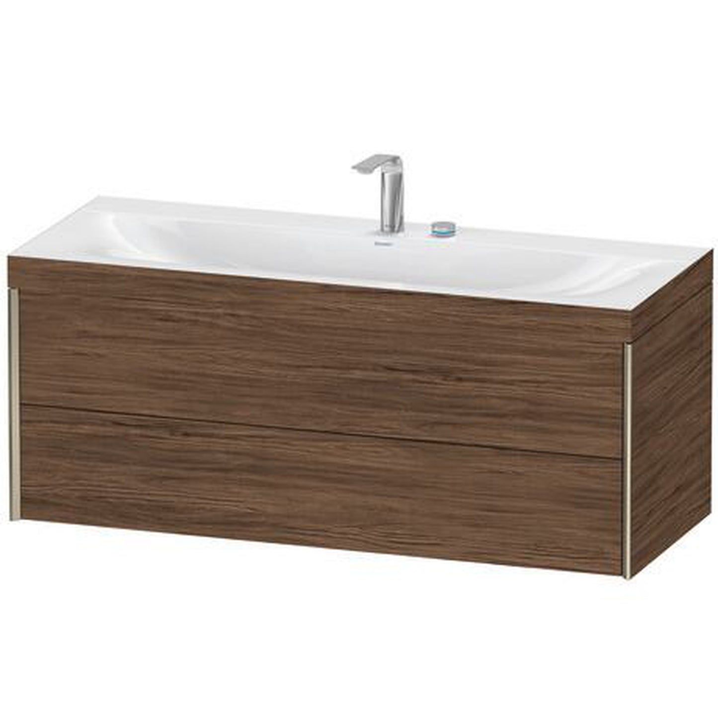 Duravit Xviu 47" x 20" x 19" Two Drawer C-Bonded Wall-Mount Vanity Kit With Two Tap Holes, Walnut Dark (XV4617EB121C)