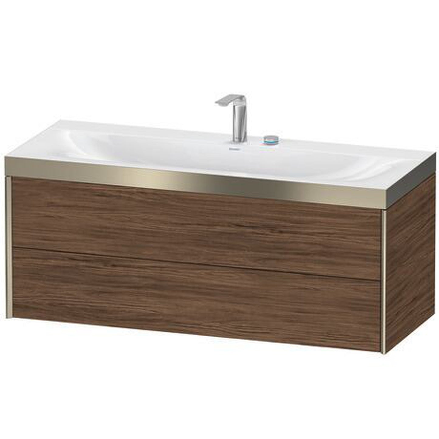 Duravit Xviu 47" x 20" x 19" Two Drawer C-Bonded Wall-Mount Vanity Kit With Two Tap Holes, Walnut Dark (XV4617EB121P)