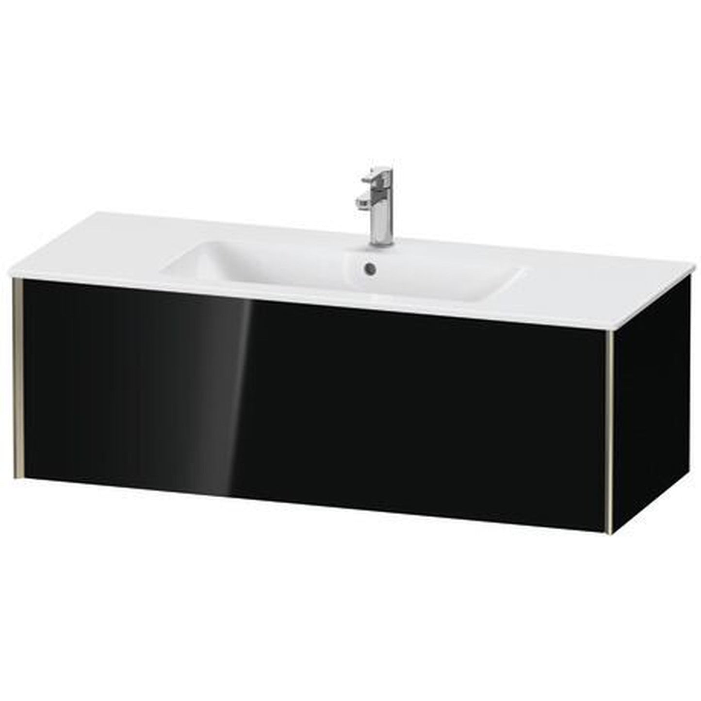 Duravit Xviu 48" x 16" x 19" One Drawer Wall-Mount Vanity Unit, Black High Gloss Lacquer (XV40280B140)