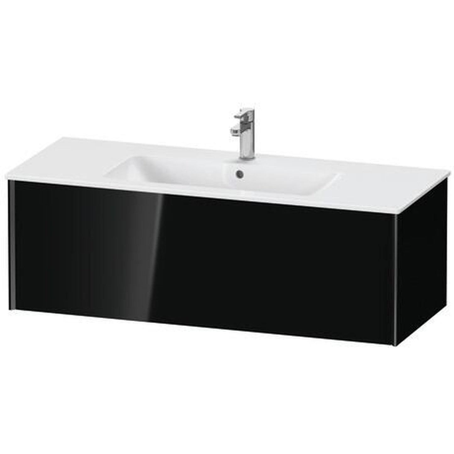 Duravit Xviu 48" x 16" x 19" One Drawer Wall-Mount Vanity Unit, Black High Gloss Lacquer (XV40280B240)