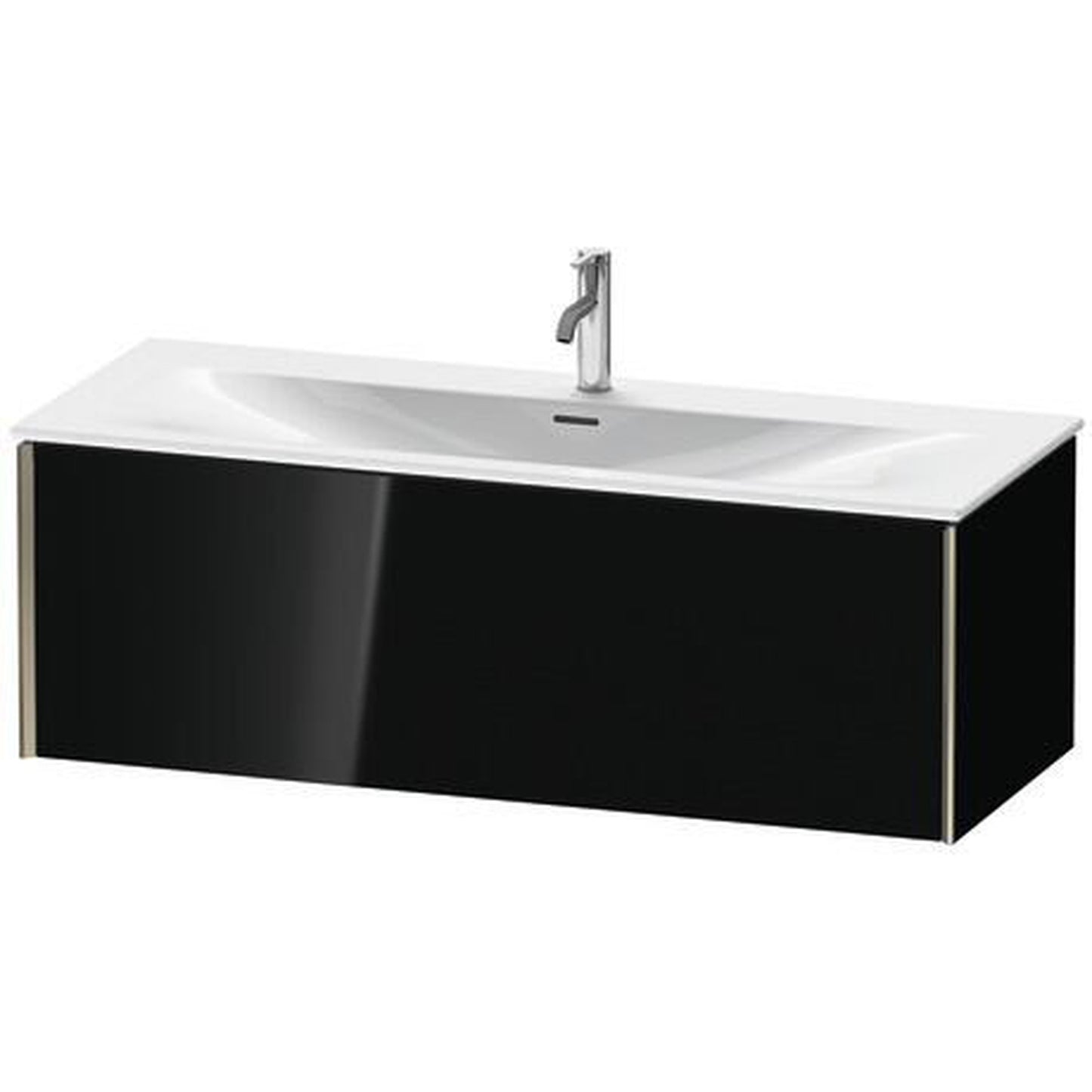 Duravit Xviu 48" x 16" x 19" One Drawer Wall-Mount Vanity Unit, Black High Gloss Lacquer (XV40360B140)