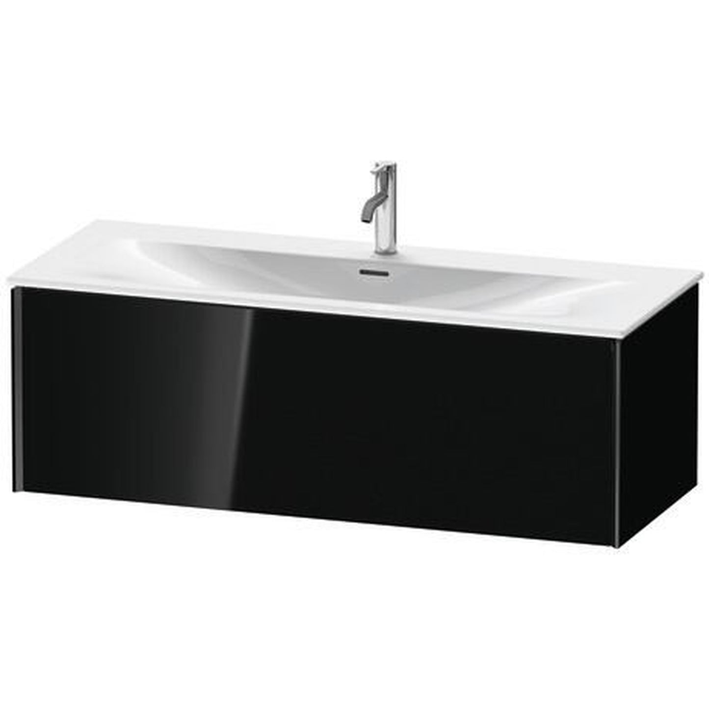 Duravit Xviu 48" x 16" x 19" One Drawer Wall-Mount Vanity Unit, Black High Gloss Lacquer (XV40360B240)
