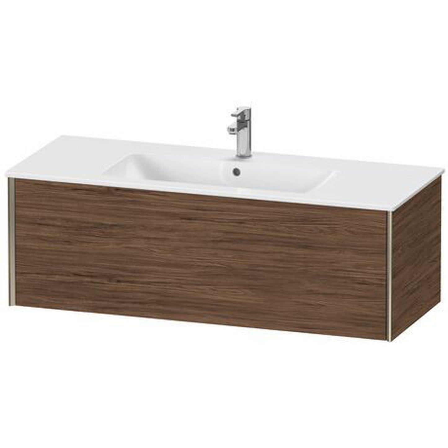 Duravit Xviu 48" x 16" x 19" One Drawer Wall-Mount Vanity Unit, Walnut Dark (XV40280B121)