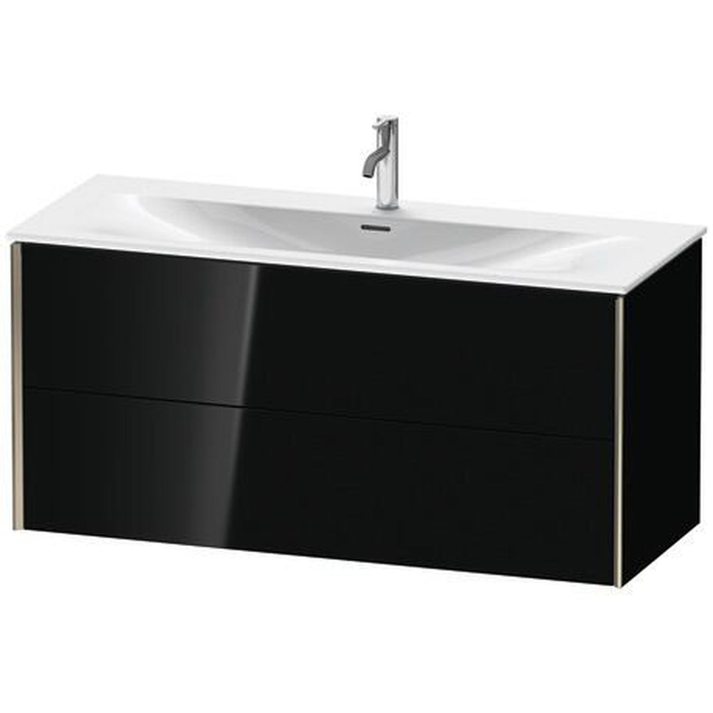 Duravit Xviu 48" x 22" x 17" Two Drawer Wall-Mount Vanity Unit, Black High Gloss Lacquer (XV41360B140)