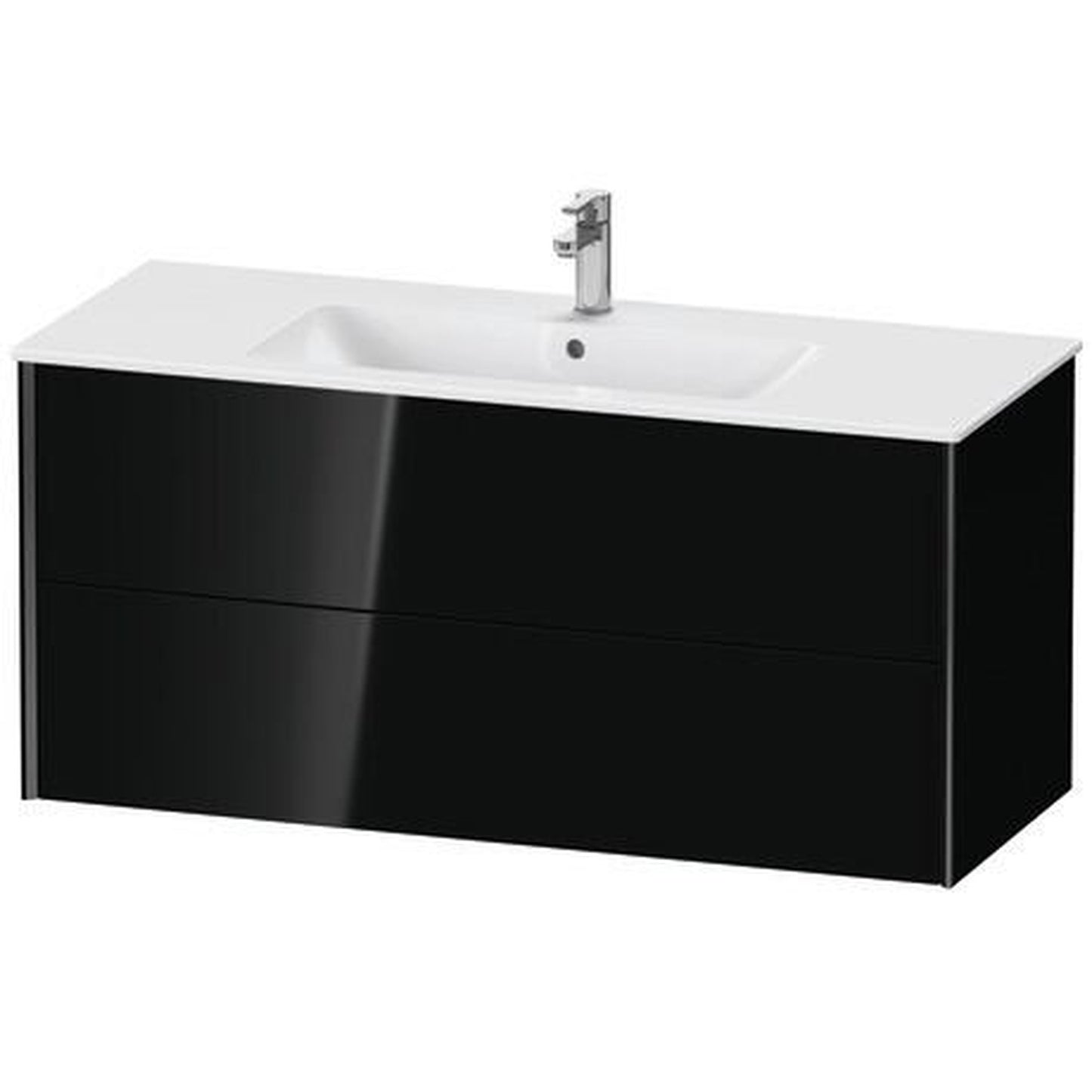 Duravit Xviu 48" x 22" x 19" Two Drawer Wall-Mount Vanity Unit, Black High Gloss Lacquer (XV41280B240)