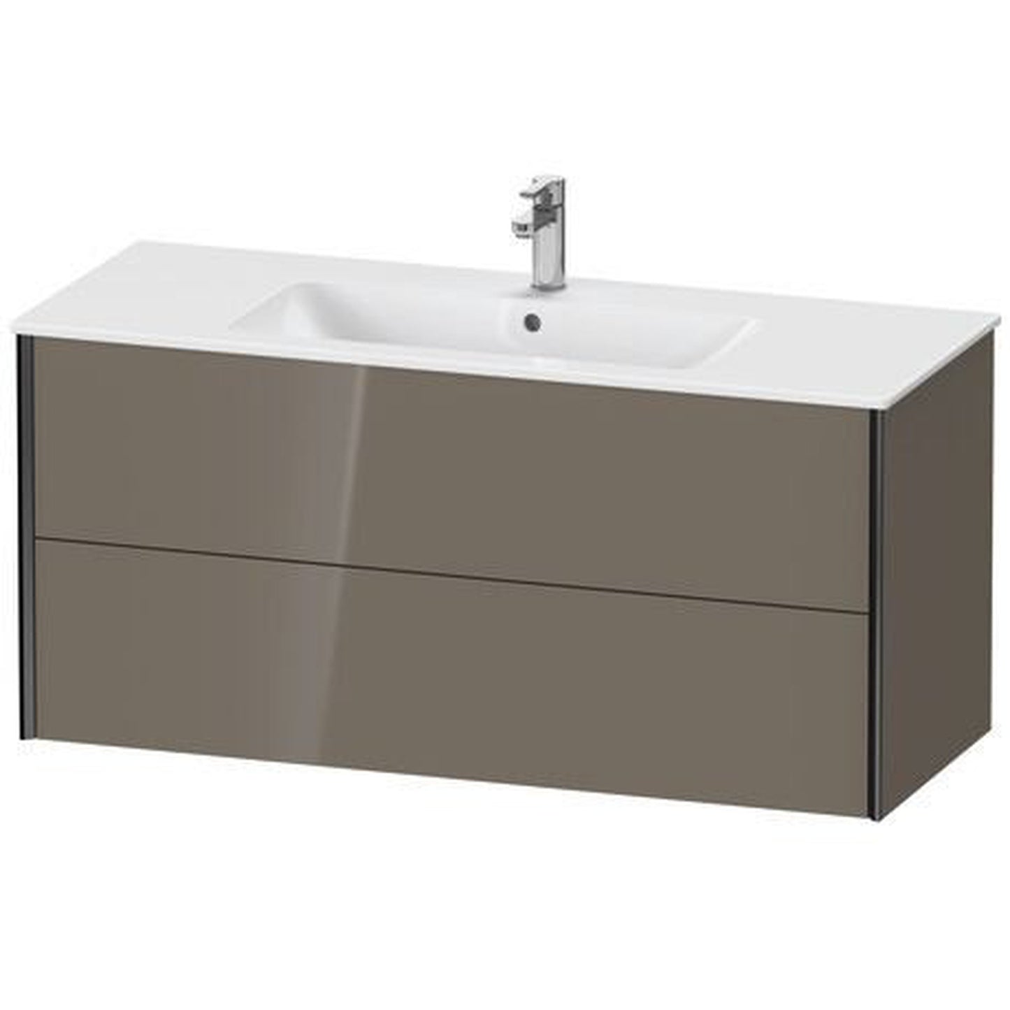 Duravit Xviu 48" x 22" x 19" Two Drawer Wall-Mount Vanity Unit, Flannel Grey High Gloss Lacquer (XV41280B289)