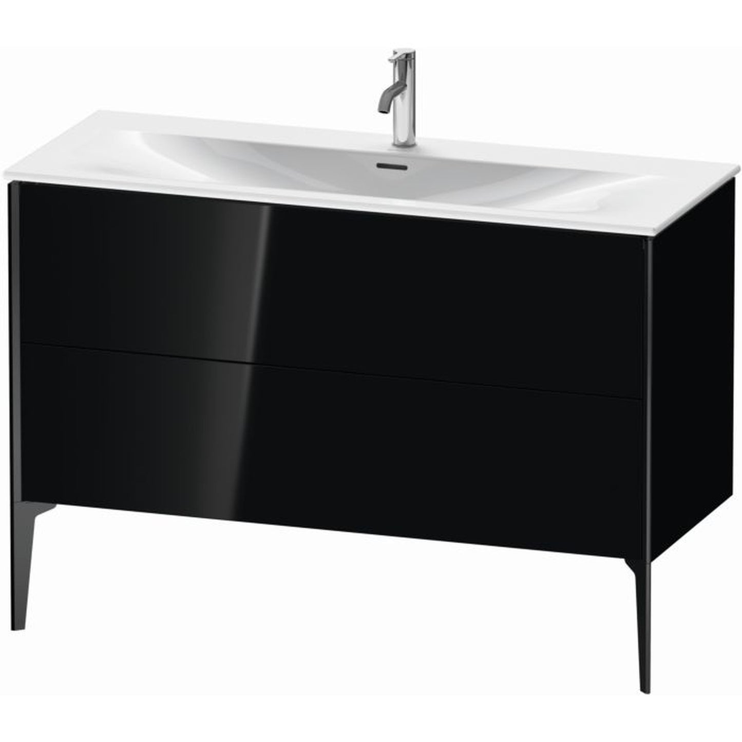 Duravit Xviu 48" x 23" x 19" Two Drawer Floorstanding Vanity Unit, Black High Gloss Lacquer (XV43040B240)