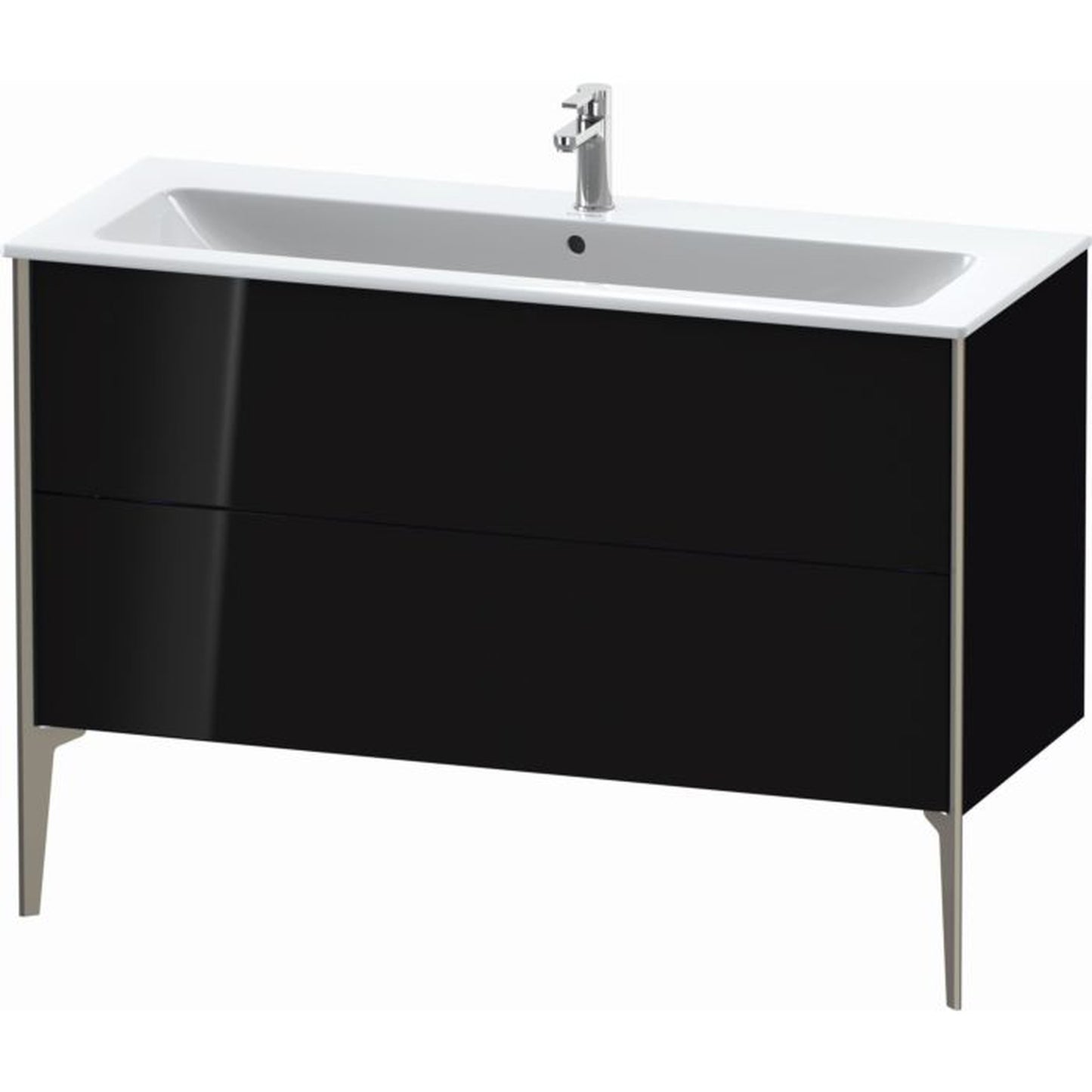 Duravit Xviu 48" x 23" x 19" Two Drawer Floorstanding Vanity Unit, Black High Gloss Lacquer (XV44840B140)