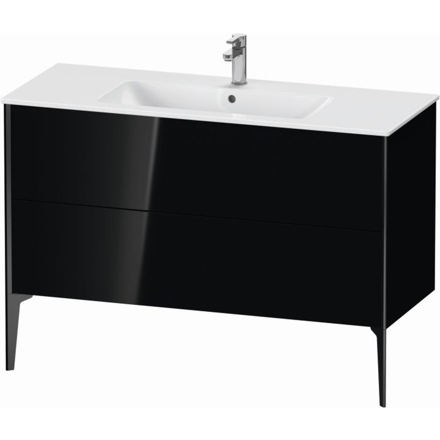 Duravit Xviu 48" x 23" x 19" Two Drawer Floorstanding Vanity Unit, Black High Gloss Lacquer (XV44840B240)