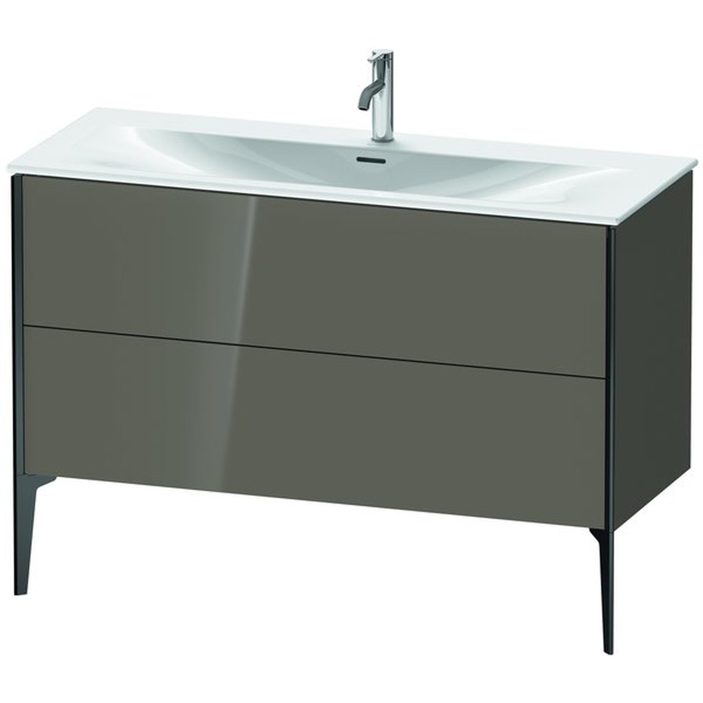 Duravit Xviu 48" x 23" x 19" Two Drawer Floorstanding Vanity Unit, Flannel Grey High Gloss Lacquer (XV43040B289)