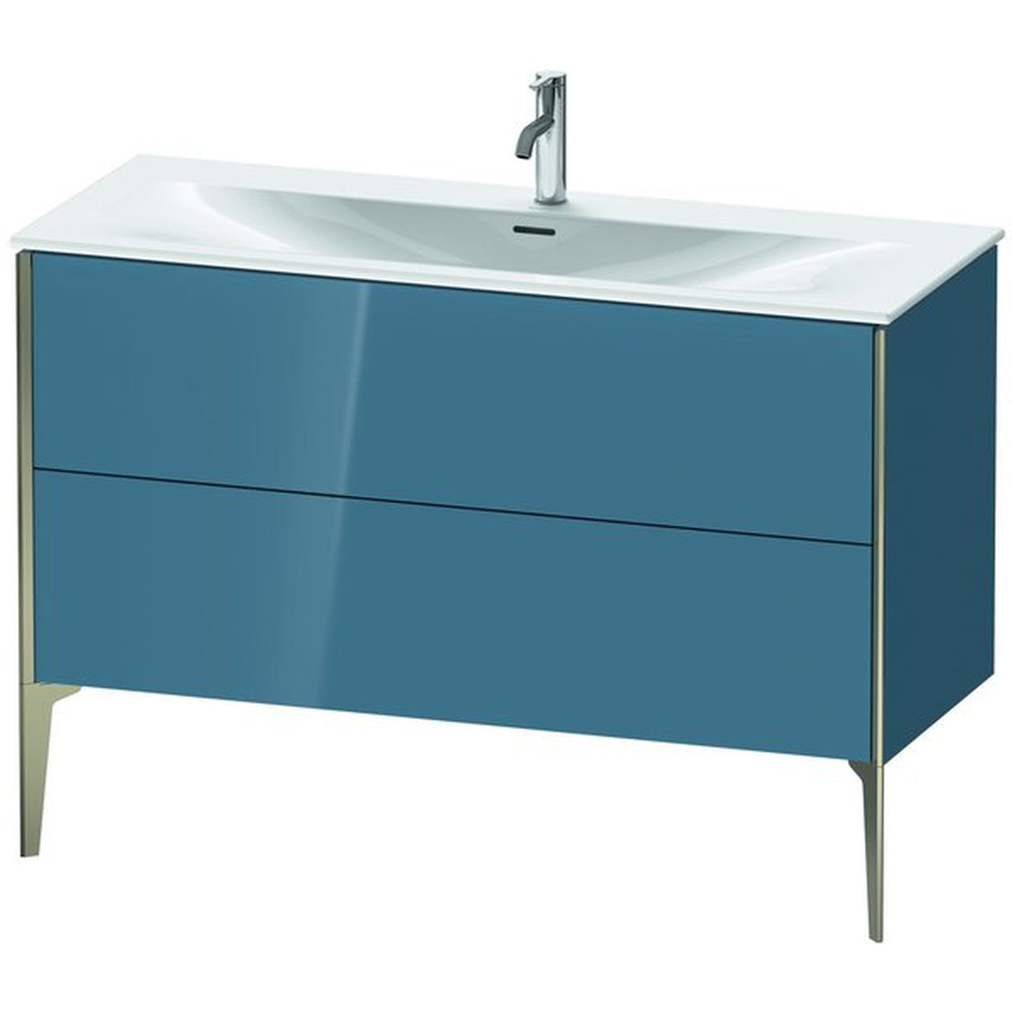 Duravit Xviu 48" x 23" x 19" Two Drawer Floorstanding Vanity Unit, Stone Blue High Gloss Lacquer (XV43040B147)
