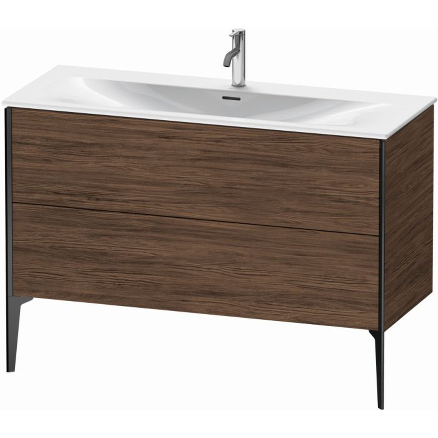 Duravit Xviu 48" x 23" x 19" Two Drawer Floorstanding Vanity Unit, Walnut Dark (XV43040B221)