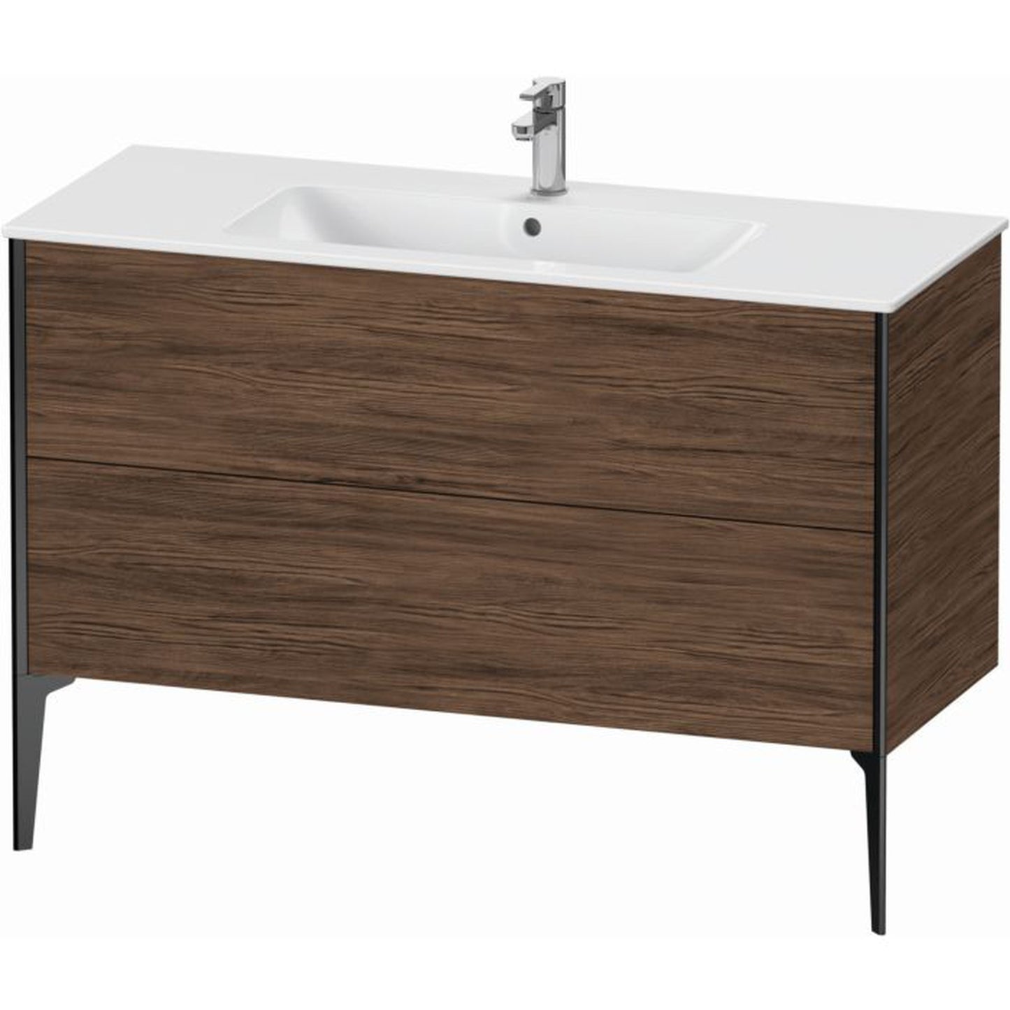 Duravit Xviu 48" x 23" x 19" Two Drawer Floorstanding Vanity Unit, Walnut Dark (XV44840B221)