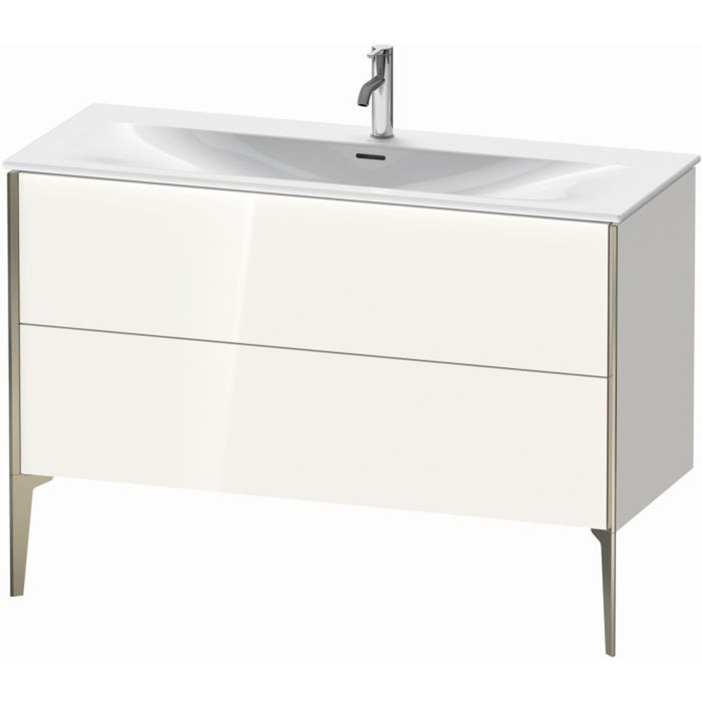 Duravit Xviu 48" x 23" x 19" Two Drawer Floorstanding Vanity Unit, White High Gloss (XV43040B122)